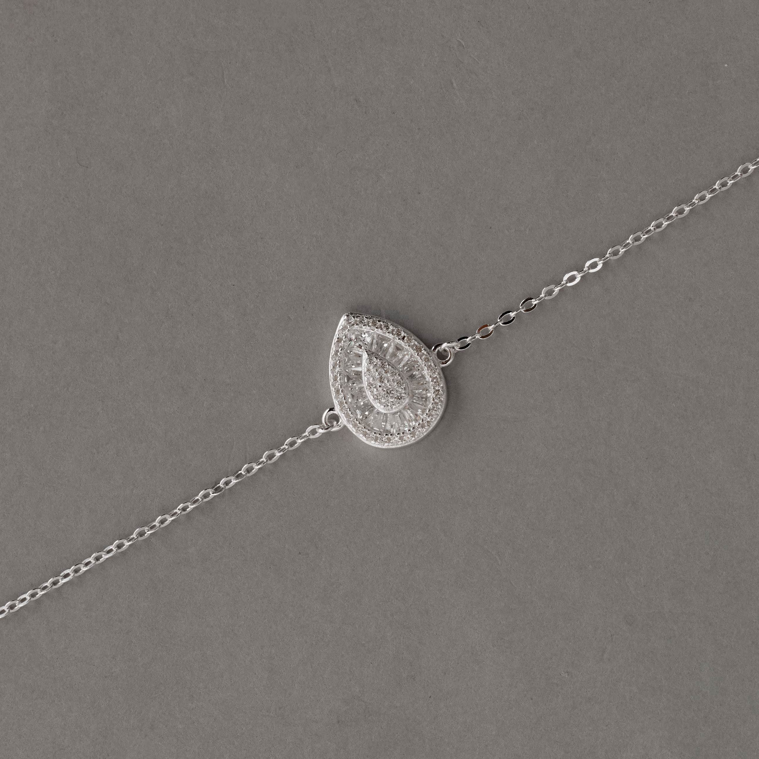 Pulseira entremeio gota cravejada 13mm 16+4cm