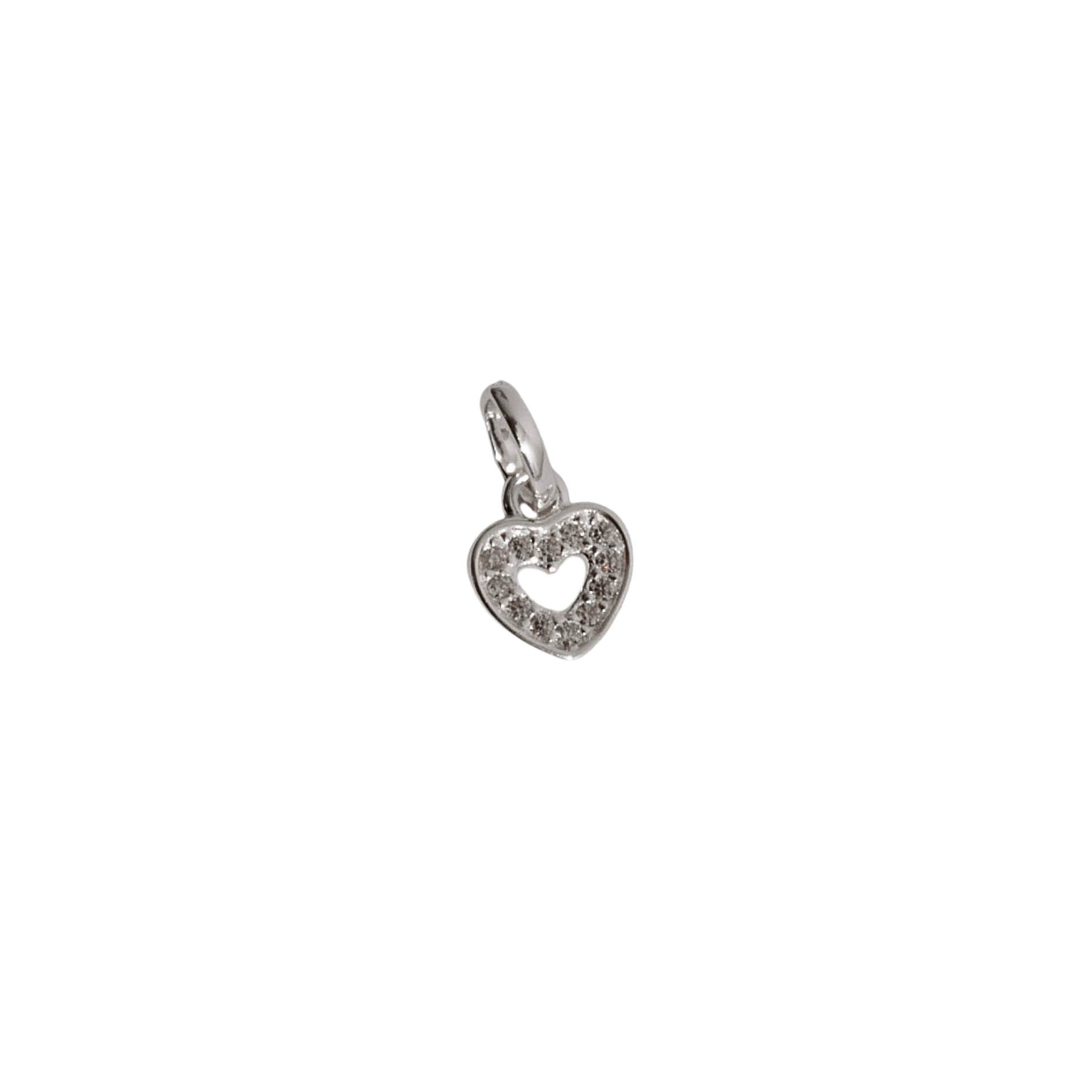 Pingente coração vazado com zircônias 7mm cristal