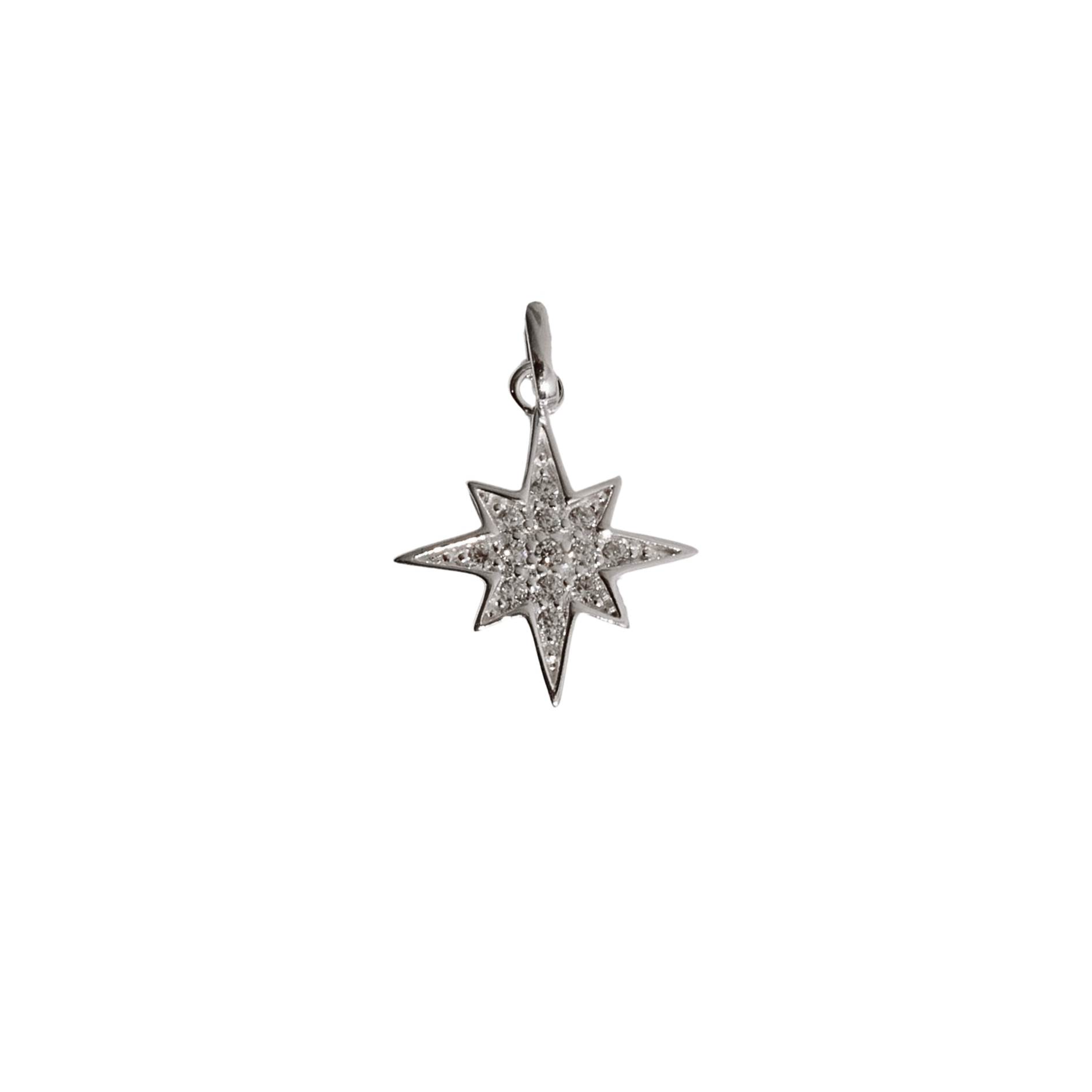 Pingente estrela 8 pontas cravejada 15mm