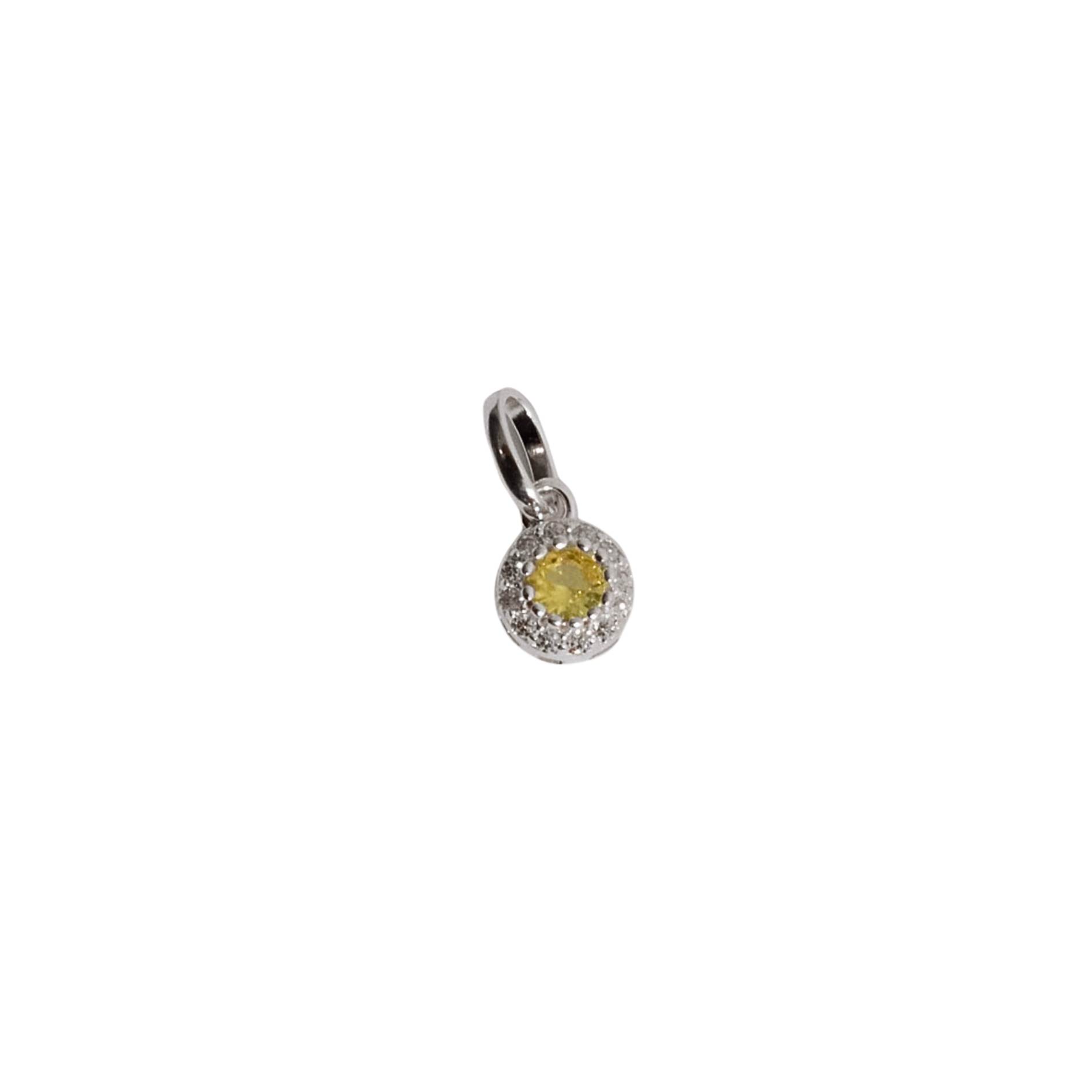 Pingente zircônia amarela com cravejado 6mm caixa alta 