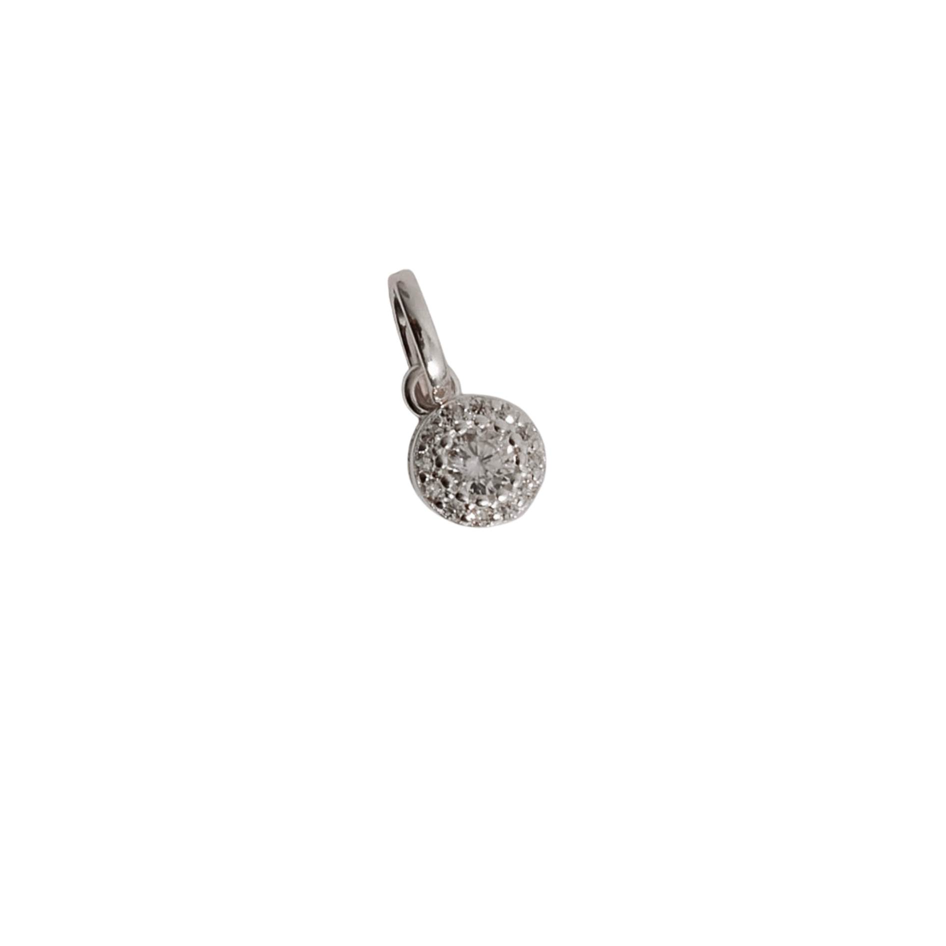 Pingente zircônia cristal com cravejado 6mm caixa alta 