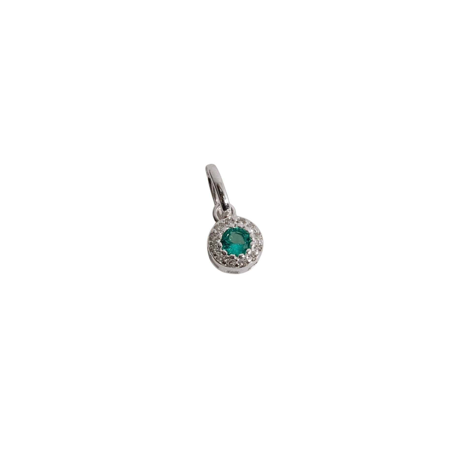 Pingente zircônia turquesa com cravejado 6mm caixa alta 