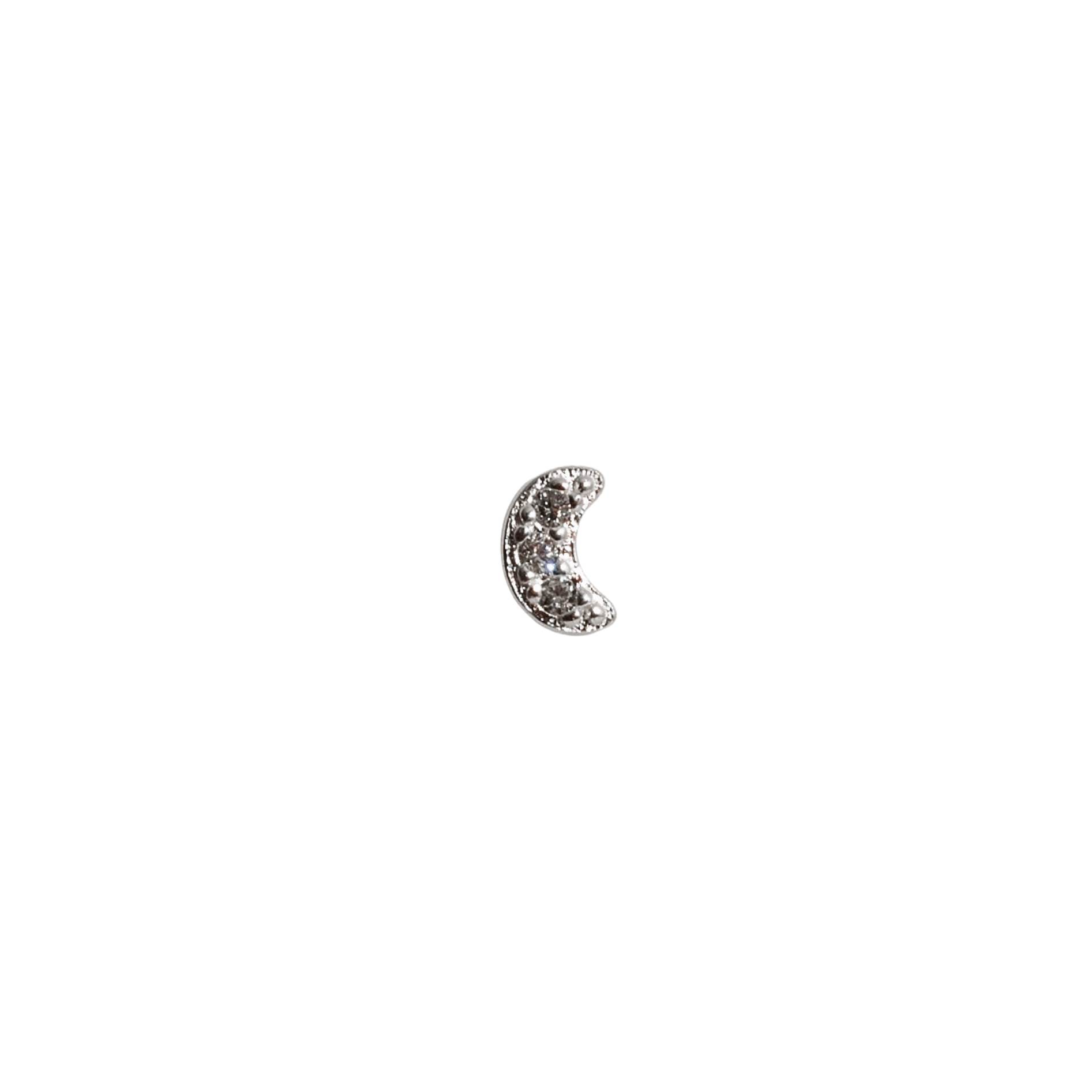 Piercing haste lua cravejada 5mm orelha direita