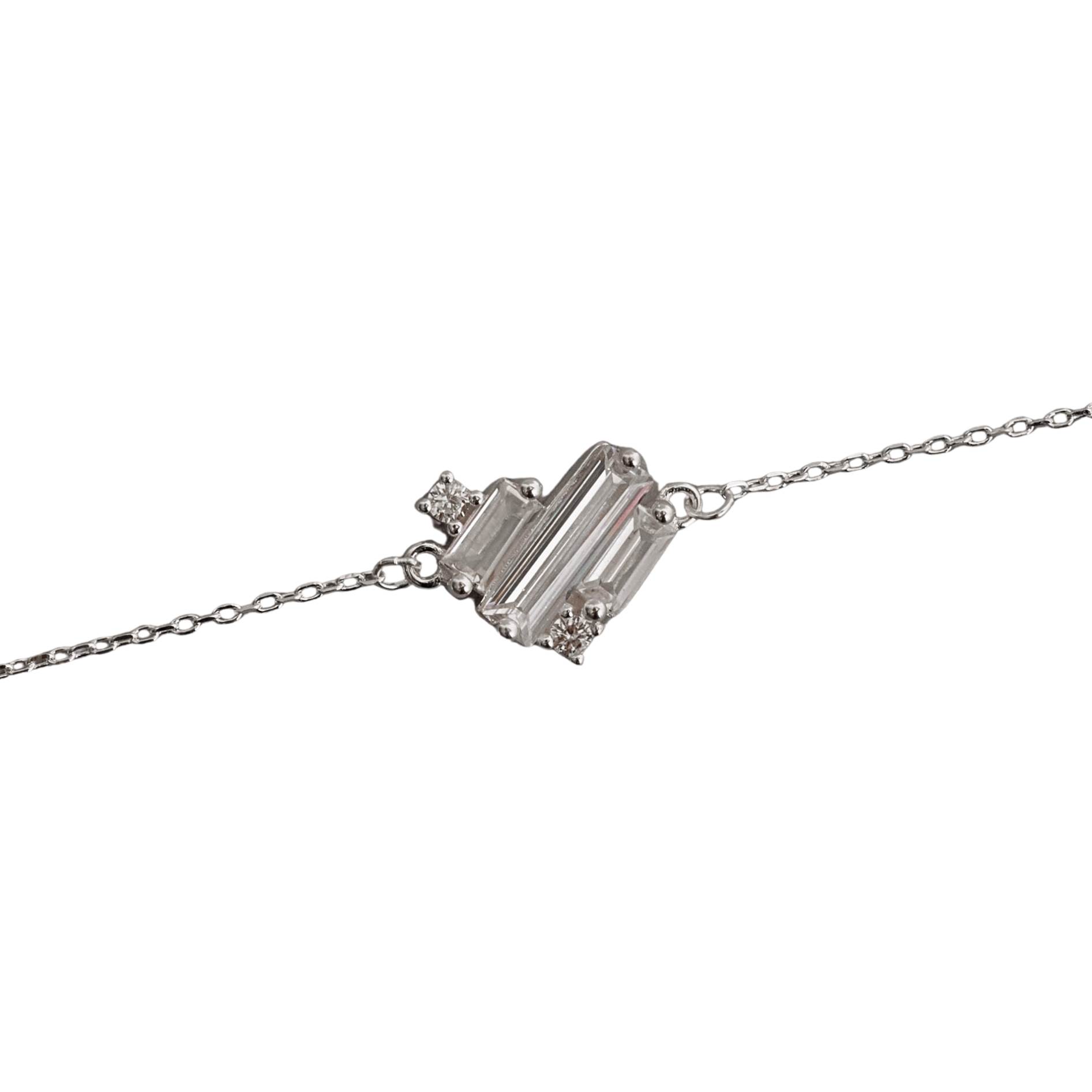 Pulseira entremeio coração zircônias retangulares e redondas 11mm 16+4cm