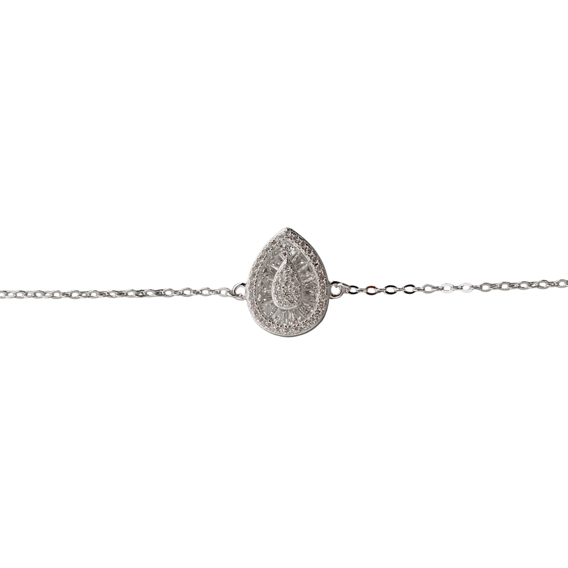 Pulseira entremeio gota cravejada 13mm 16+4cm