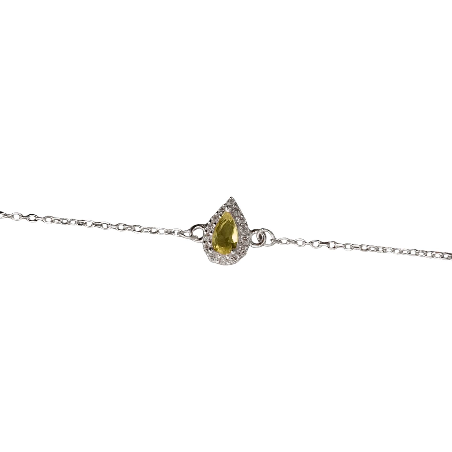 Pulseira entremeio zircônia gota amarela com cravejado 8mm 16+4cm