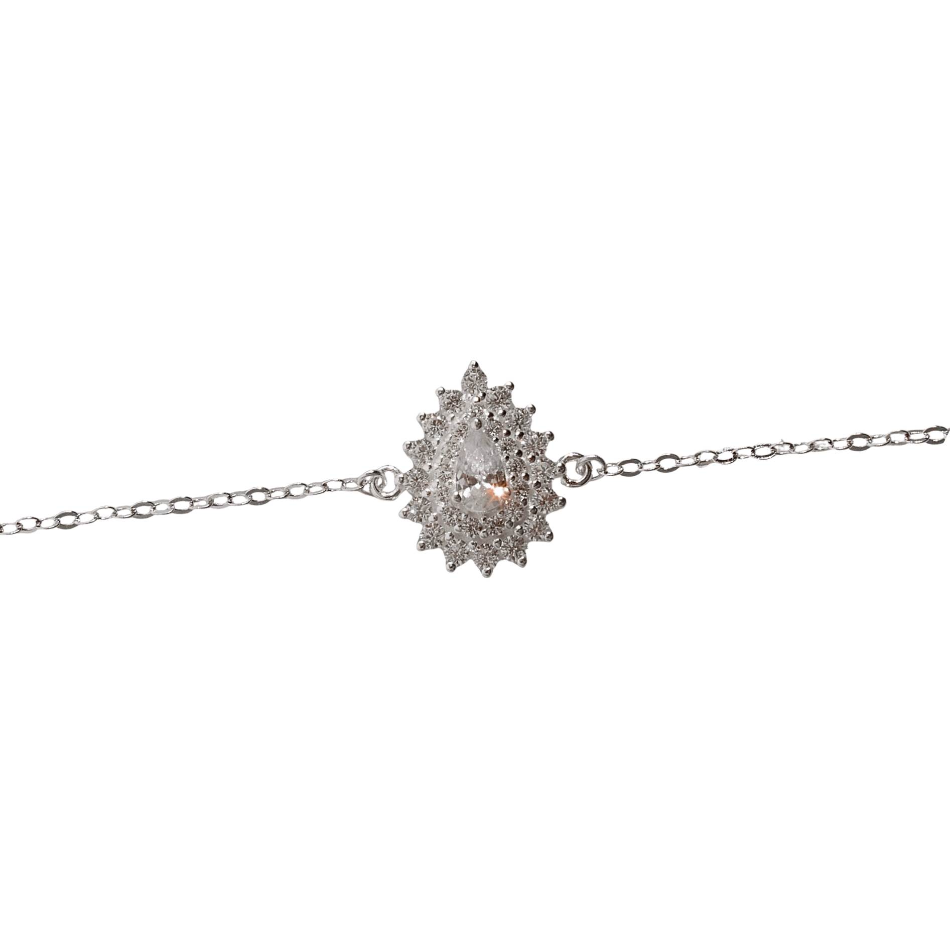 Pulseira entremeio zircônia gota com cravejado 13mm 16+4cm