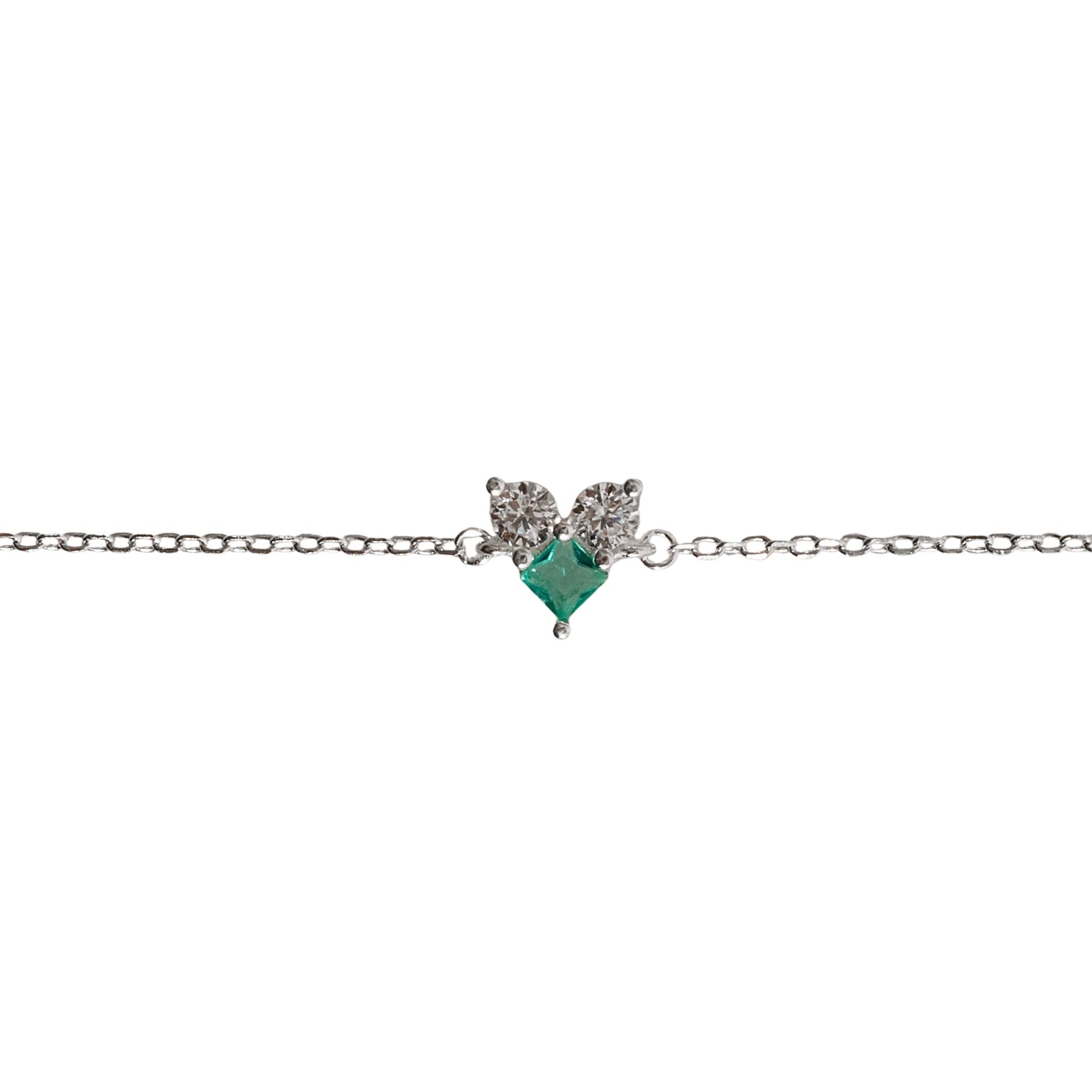 Pulseira entremeio zircônias redonda e losango turmalina 7mm 16+4cm
