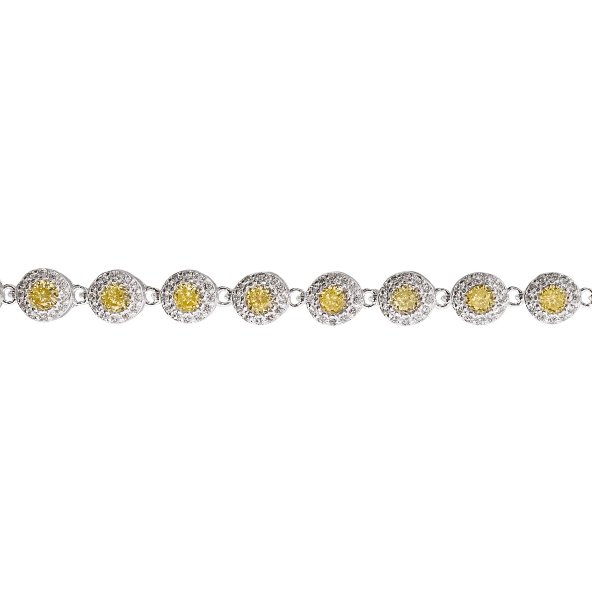 Pulseira entremeios zircônias amarelas com cravejado 5.8 18cm