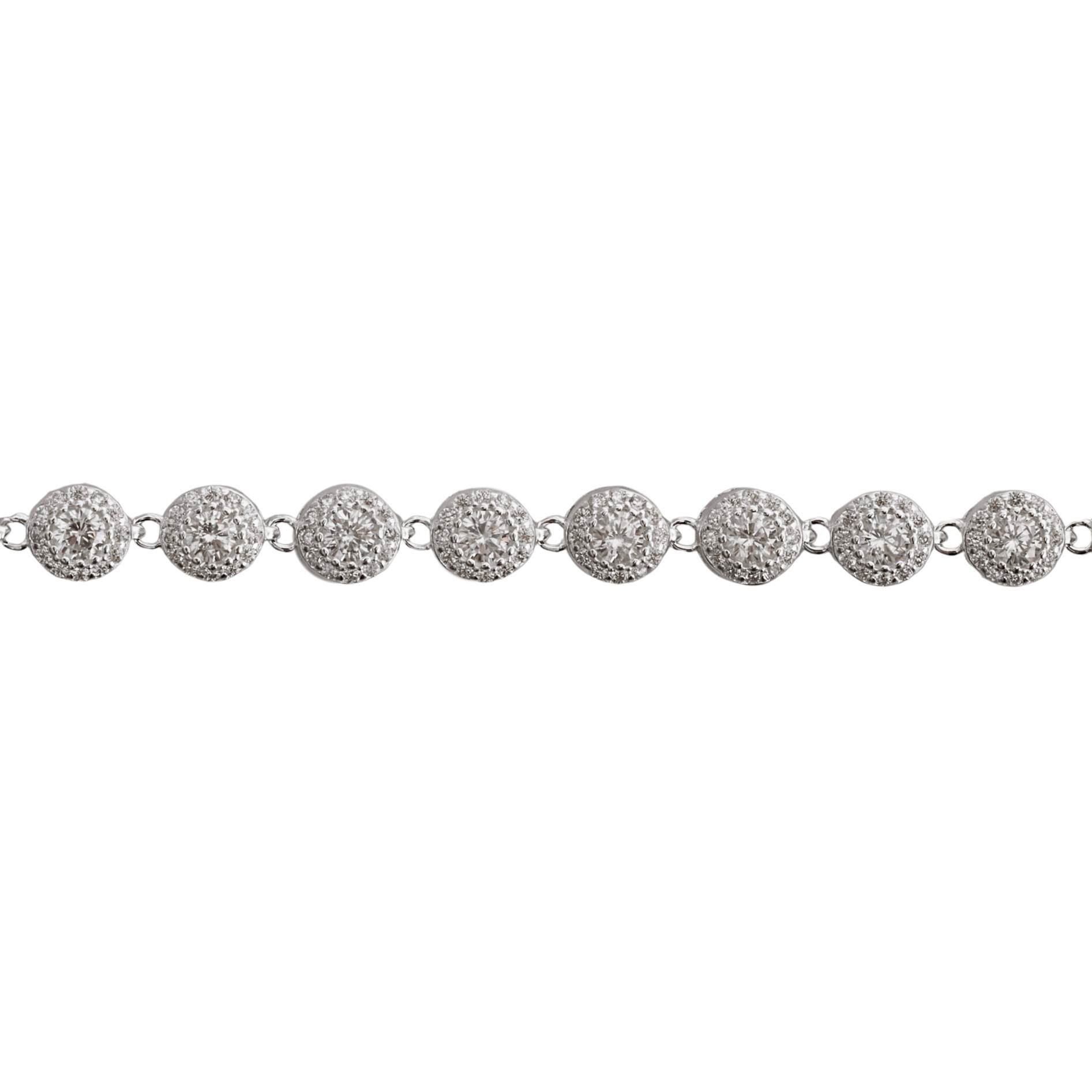 Pulseira entremeios zircônias redonda com cravejado 5.8 19cm com 2 fechos