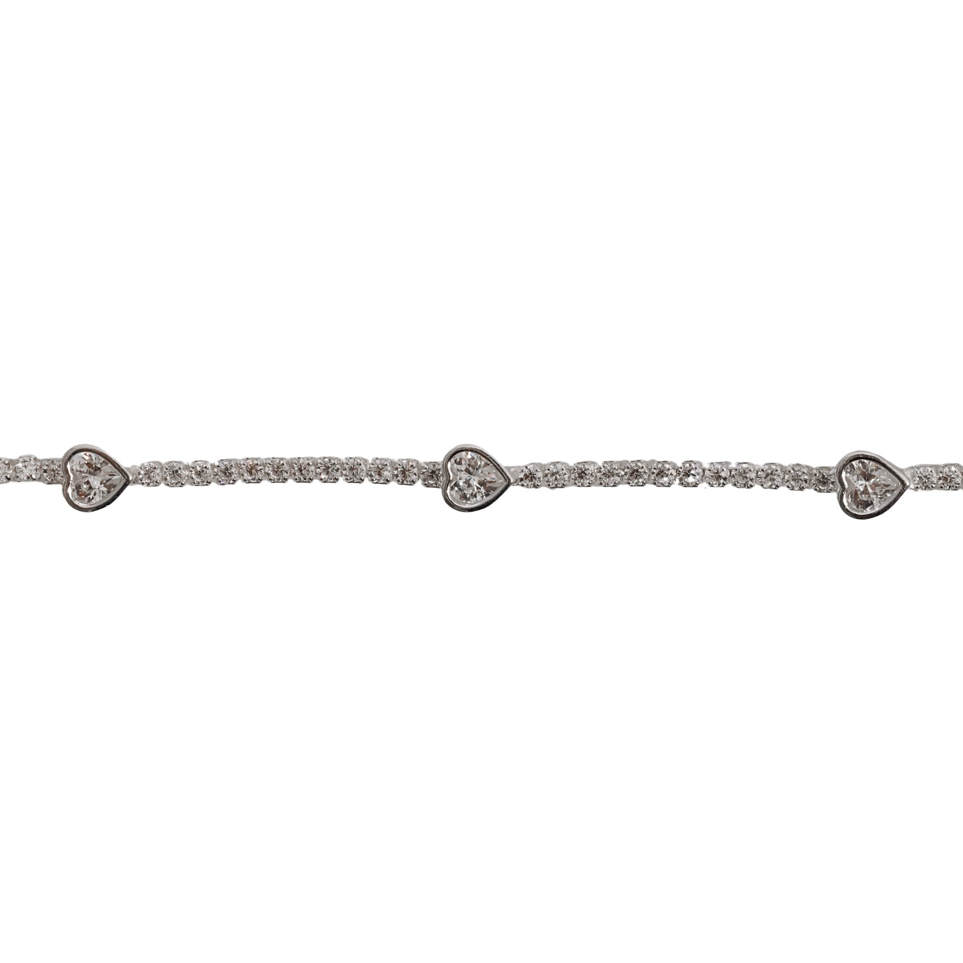 Pulseira Riviera 2.0 com entremeios zircônias coração 16+4cm