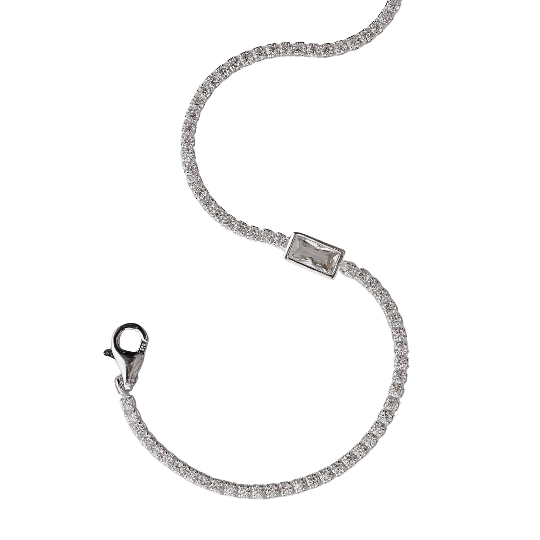 Pulseira Riviera 2.0 com zircônia retangular 8mm 16+4cm