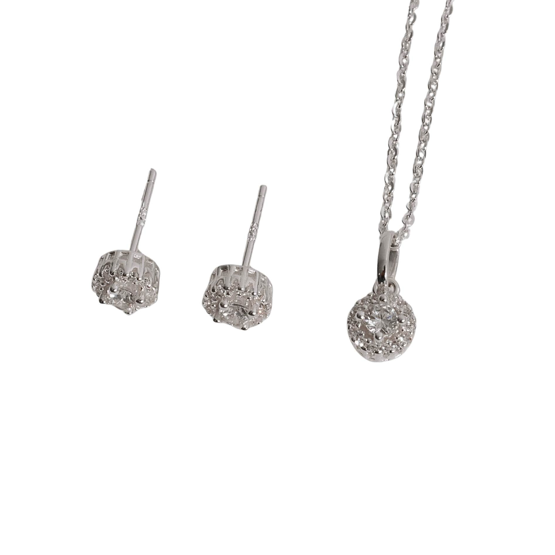 Conjunto brinco e colar zircônia cristal com cravejado 6mm corrente cadeadinho 40cm