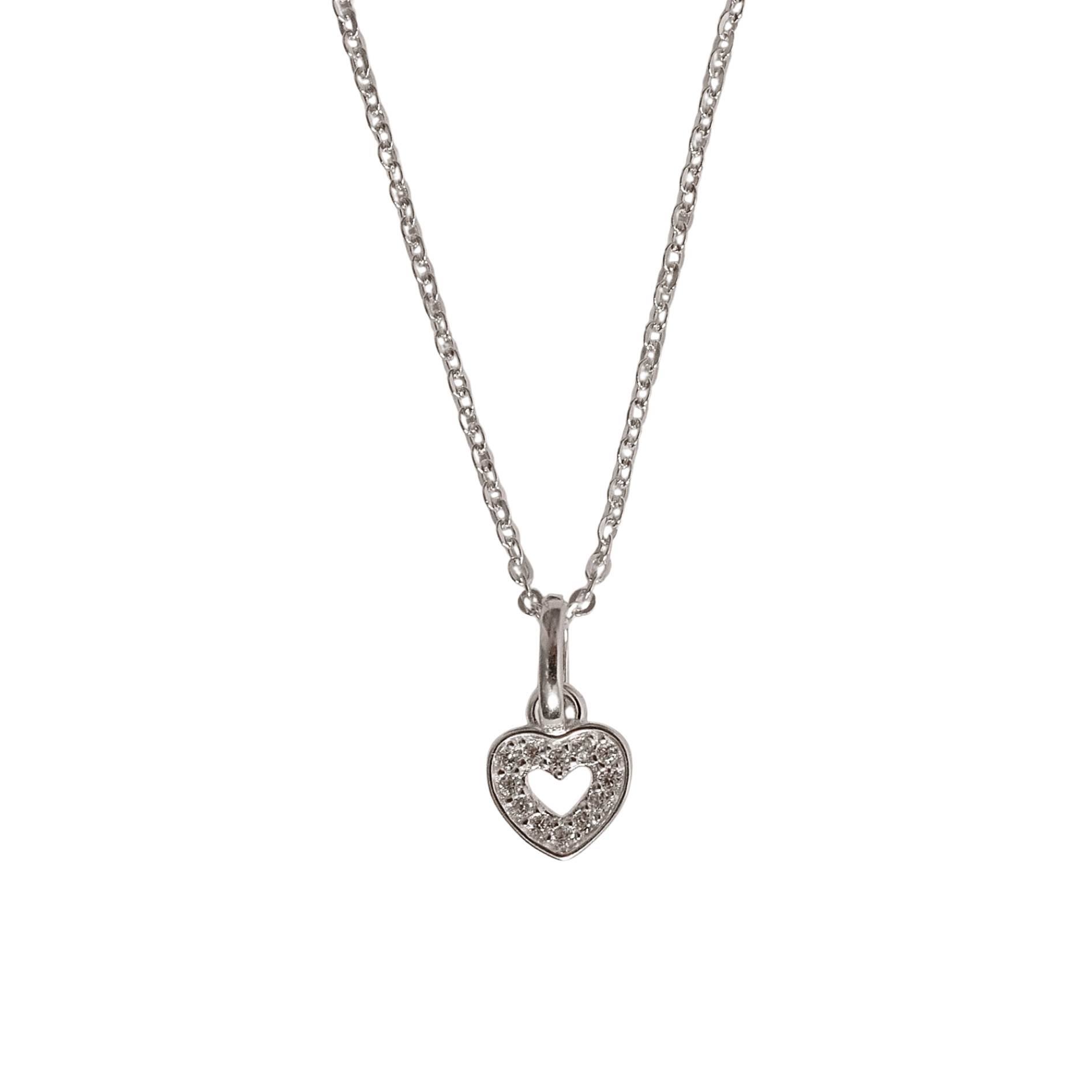 Imagem Colar pingente coração vazado com zircônias 7mm cristal corrente cadeadinho 40cm
