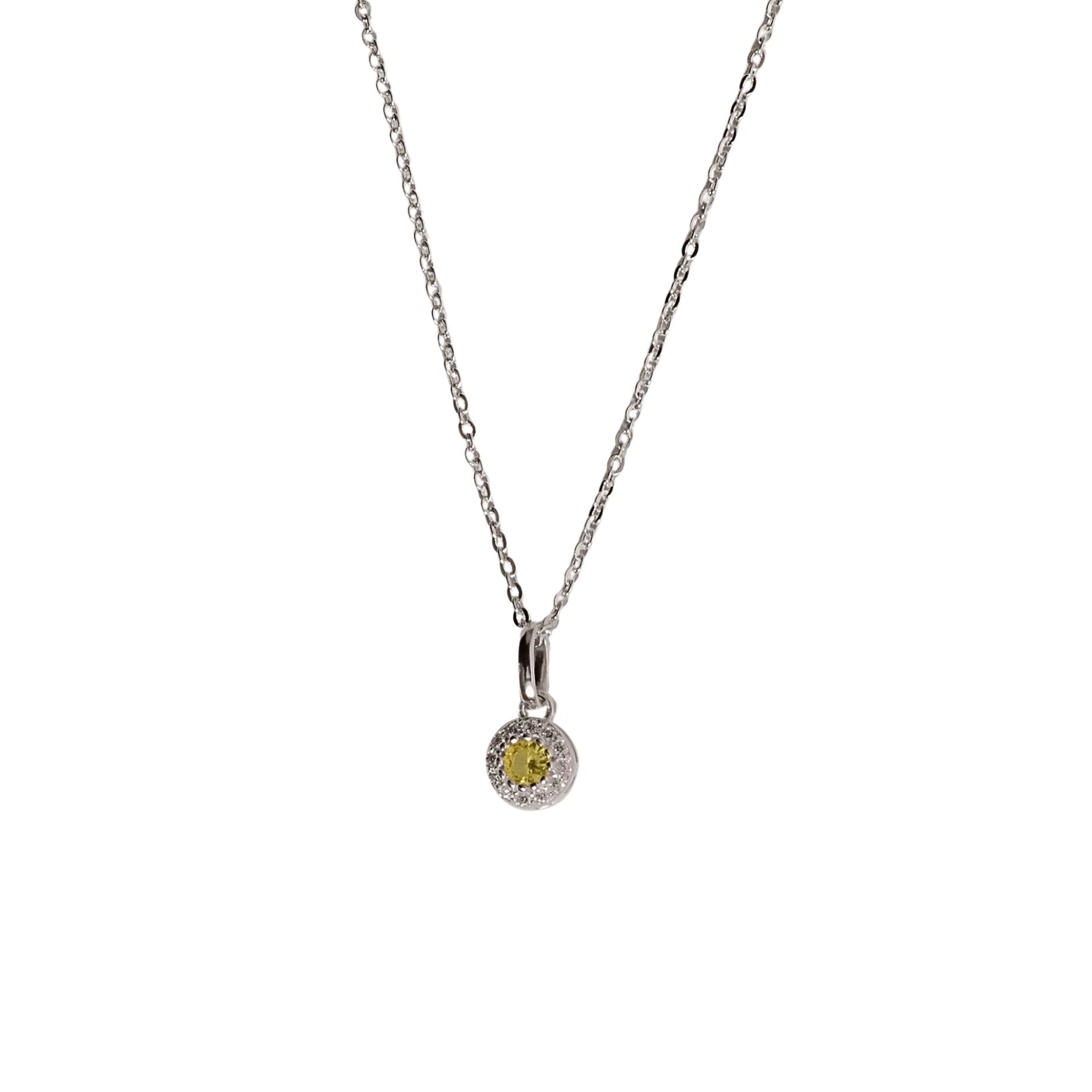 Imagem Colar pingente zircônia amarela com cravejado 6mm caixa alta corrente cadeadinho 40cm