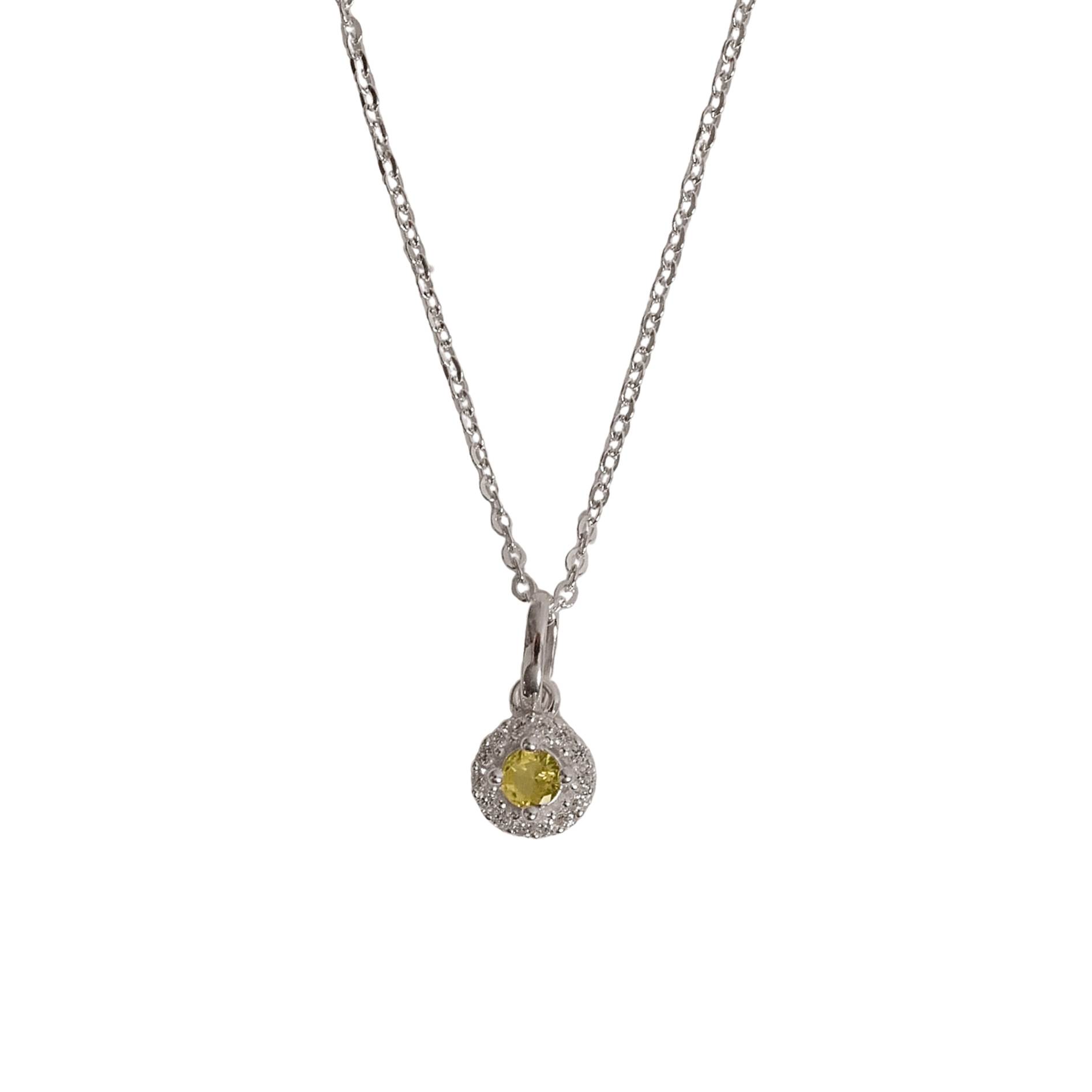 Imagem Colar pingente zircônia amarela com cravejado 6mm corrente cadeadinho 40cm