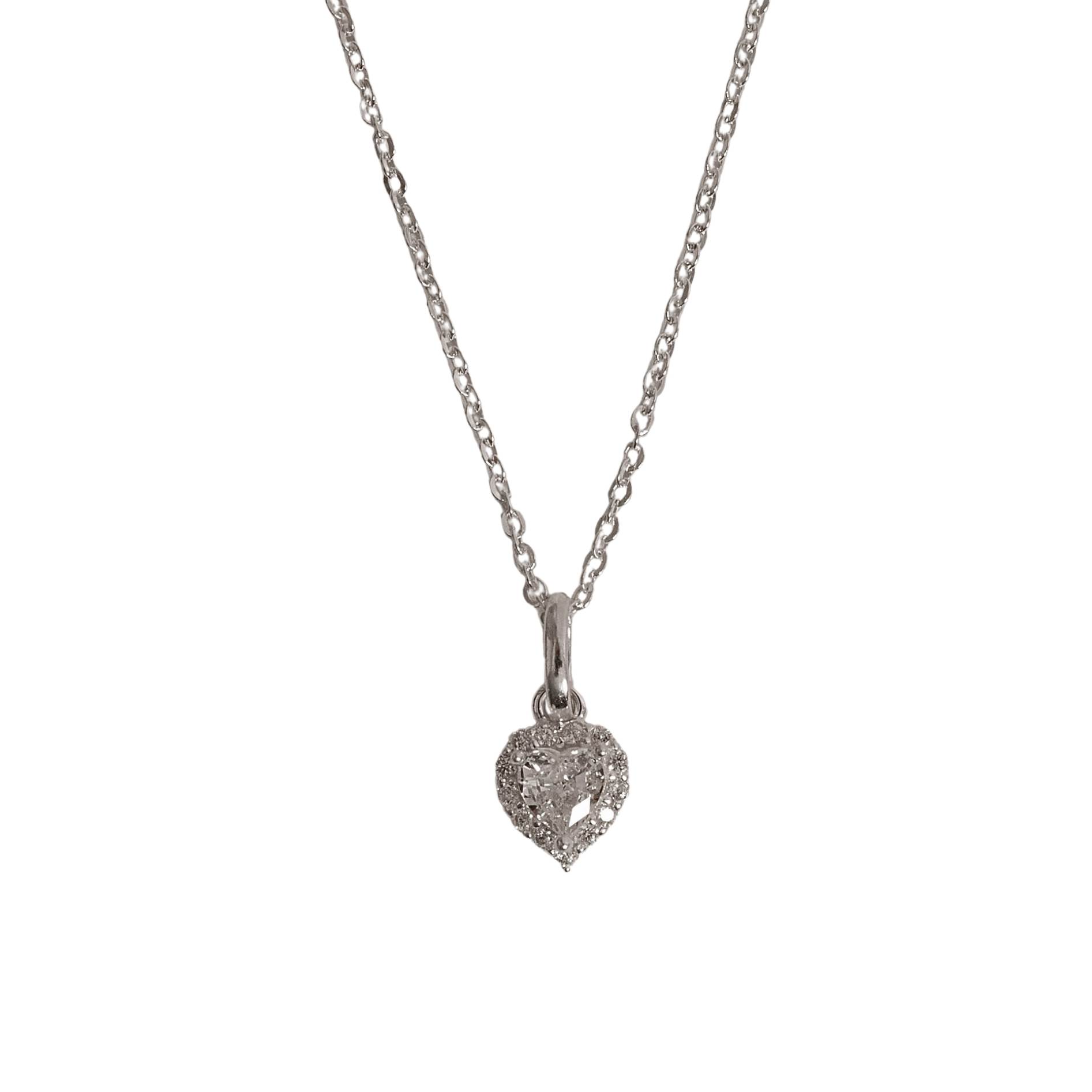 Imagem Colar pingente zircônia coração cristal com cravejado 7mm corrente cadeadinho 40cm