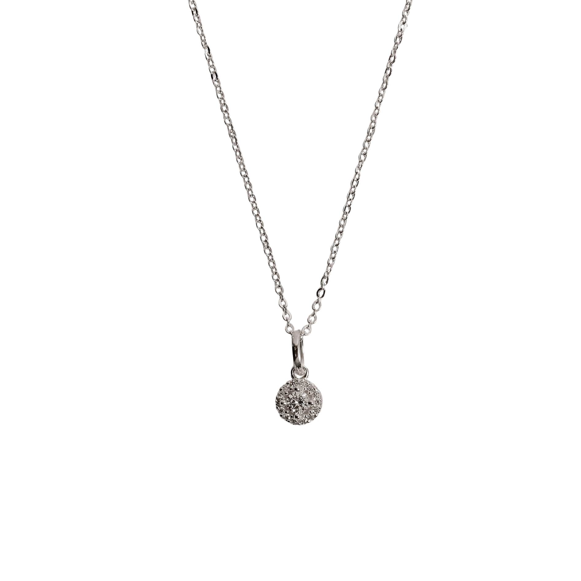 Imagem Colar pingente zircônia cristal com cravejado 6mm corrente cadeadinho 40cm