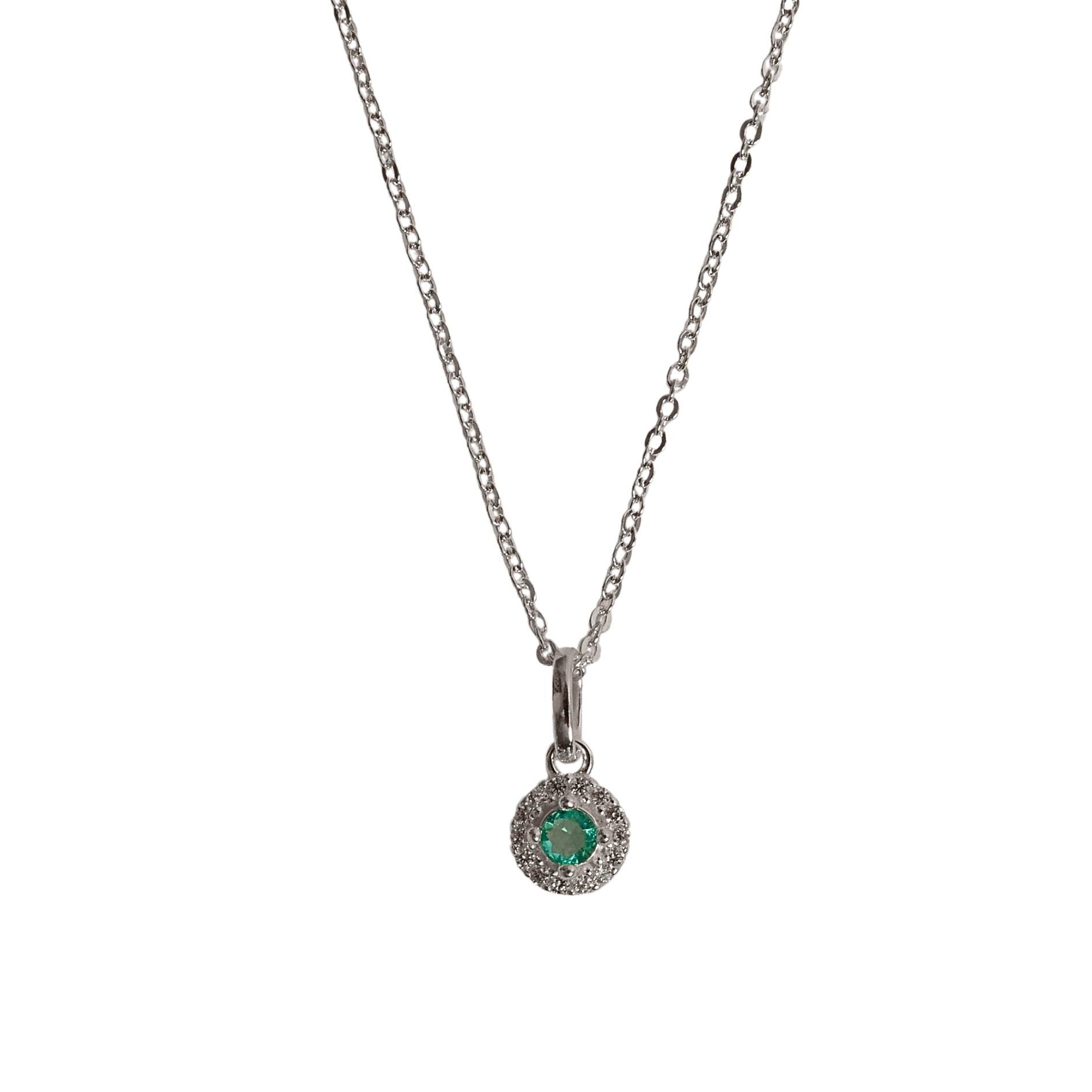 Imagem Colar pingente zircônia turmalina com cravejado 6mm corrente cadeadinho 40cm