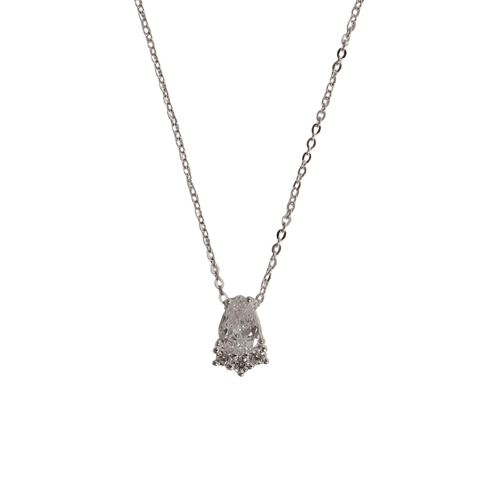 Imagem Colar zircônia gota com cravejado 10mm corrente cadeadinho 40cm