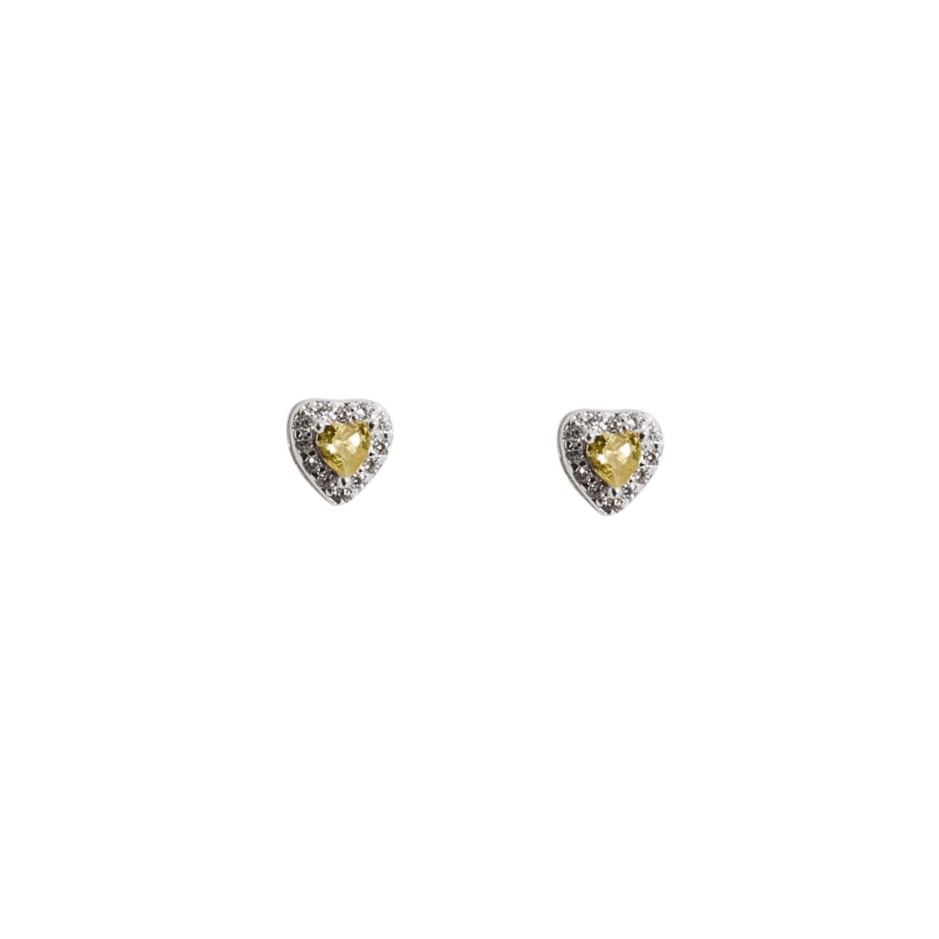 Imagem Brinco zircônia coração amarela com cravejado 6mm