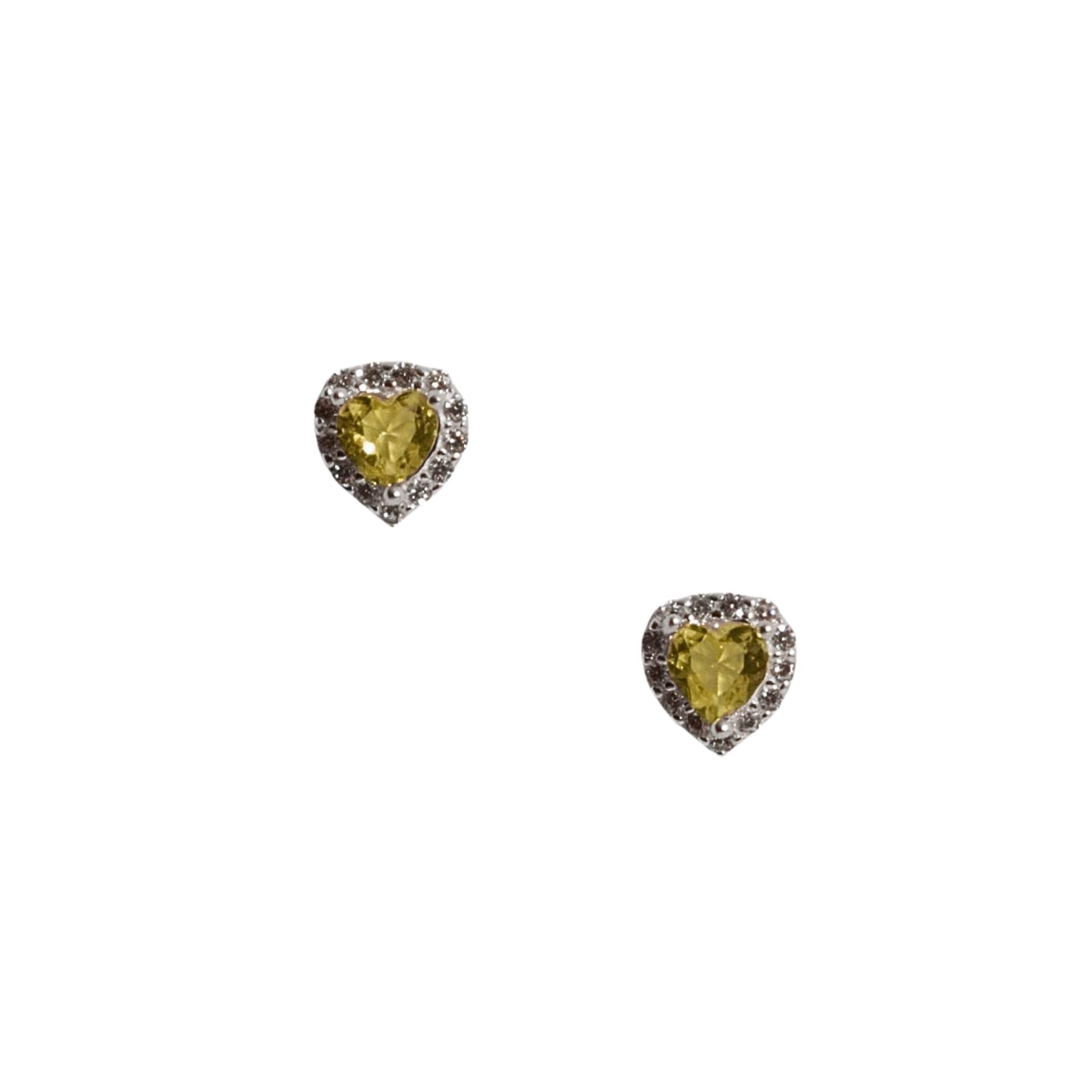 Imagem Brinco zircônia coração amarela com cravejado 7mm
