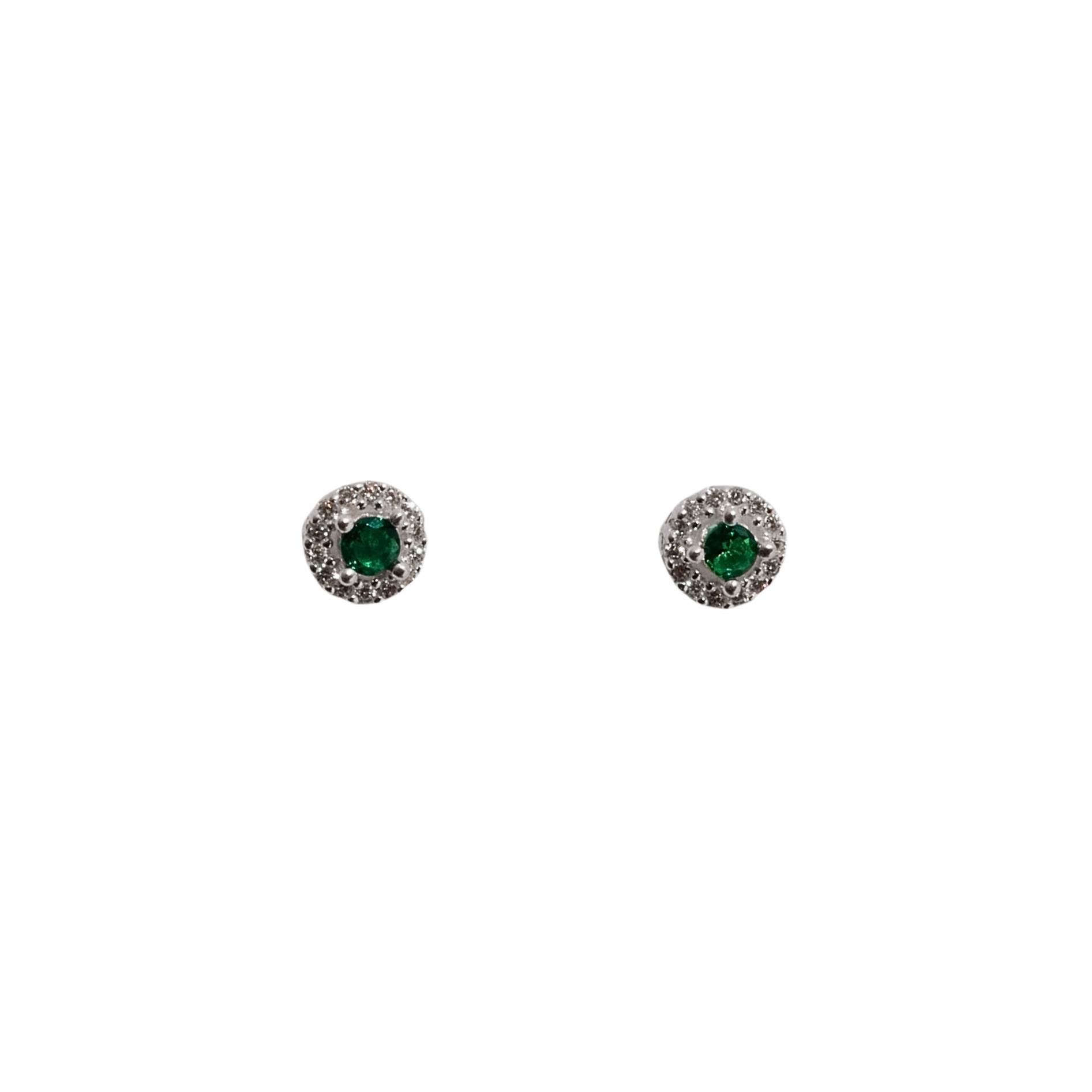 Imagem Brinco zircônia esmeralda com cravejado 6mm