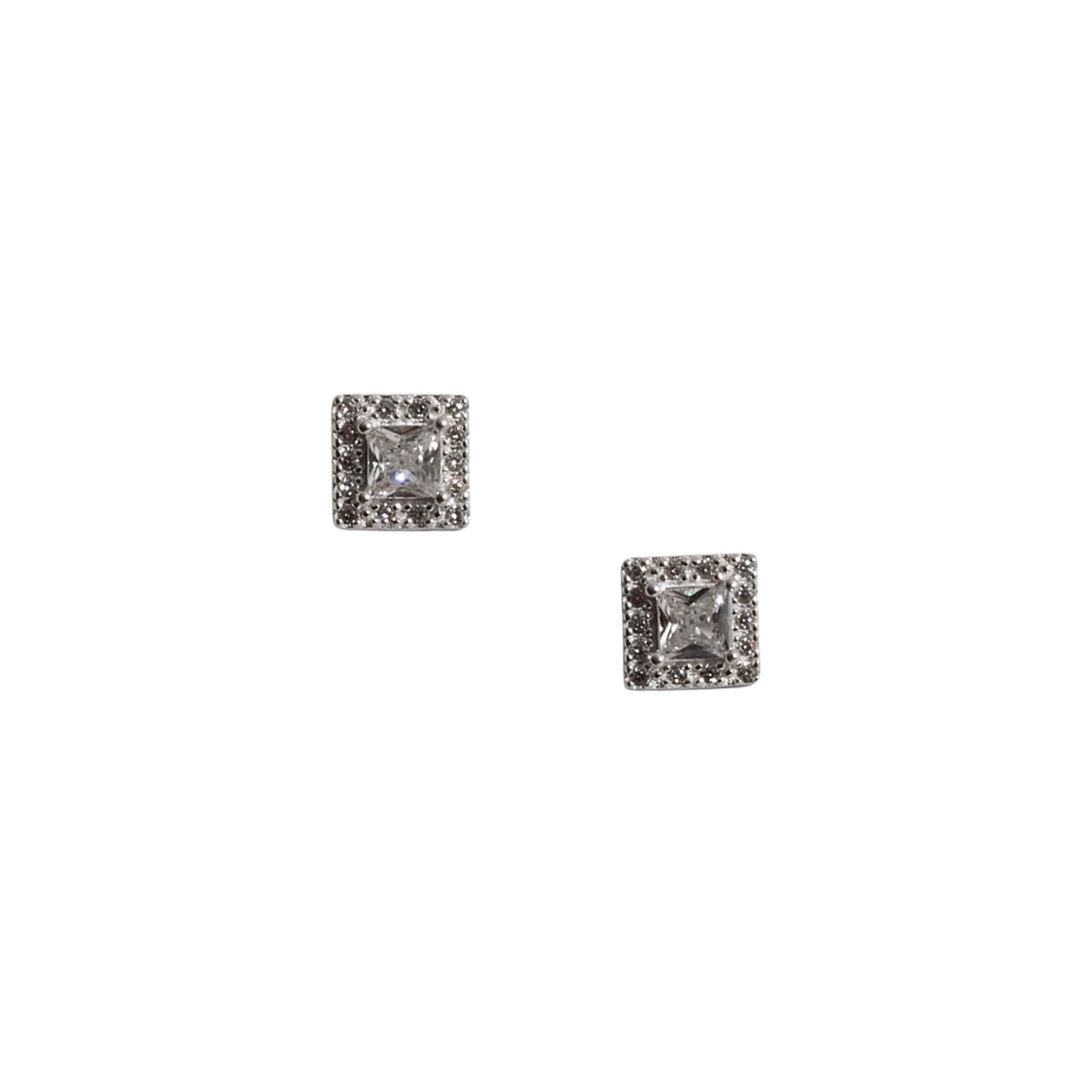 Imagem Brinco zircônia quadrada cristal com cravejado 8mm