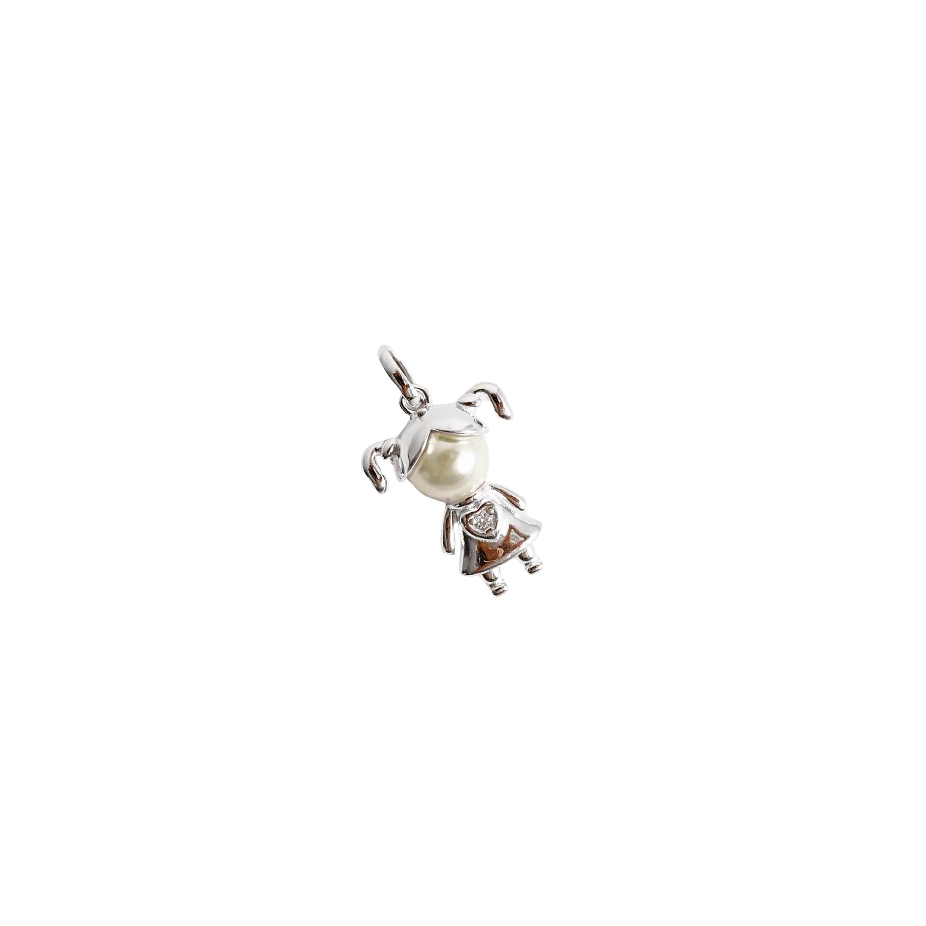 Pingente menina com pérola e zircônia 16mm