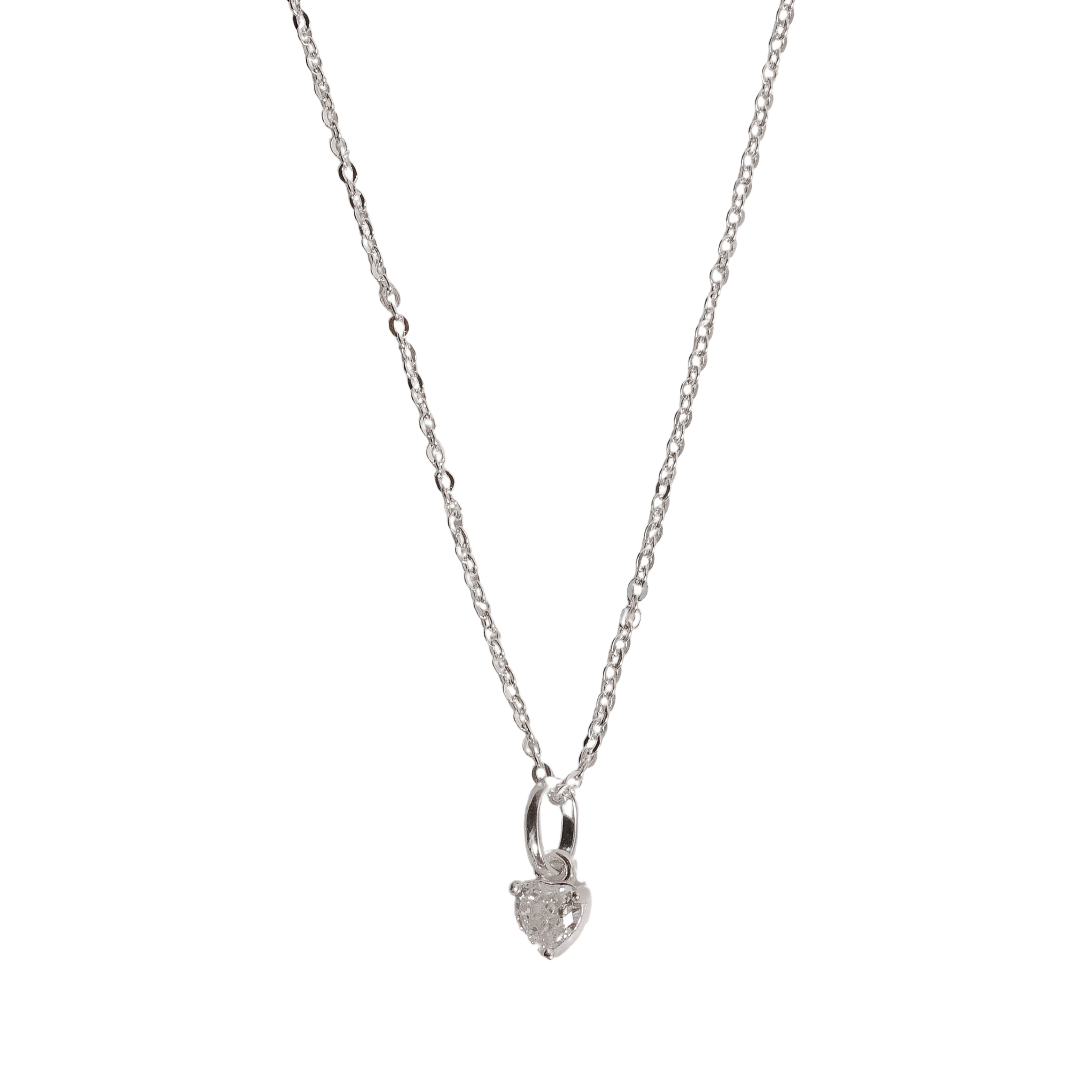 Colar pingente zircônia coração 5mm cristal corrente cadeadinho 40cm