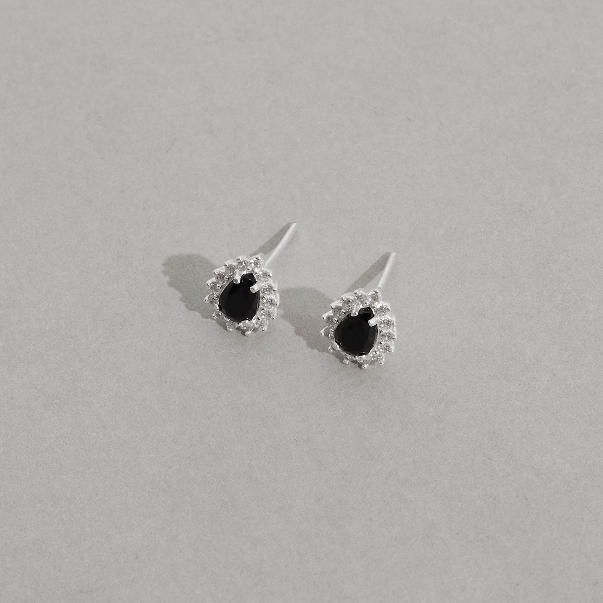 Imagem Secundária Brinco zircônia gota ônix com cravejado 10mm