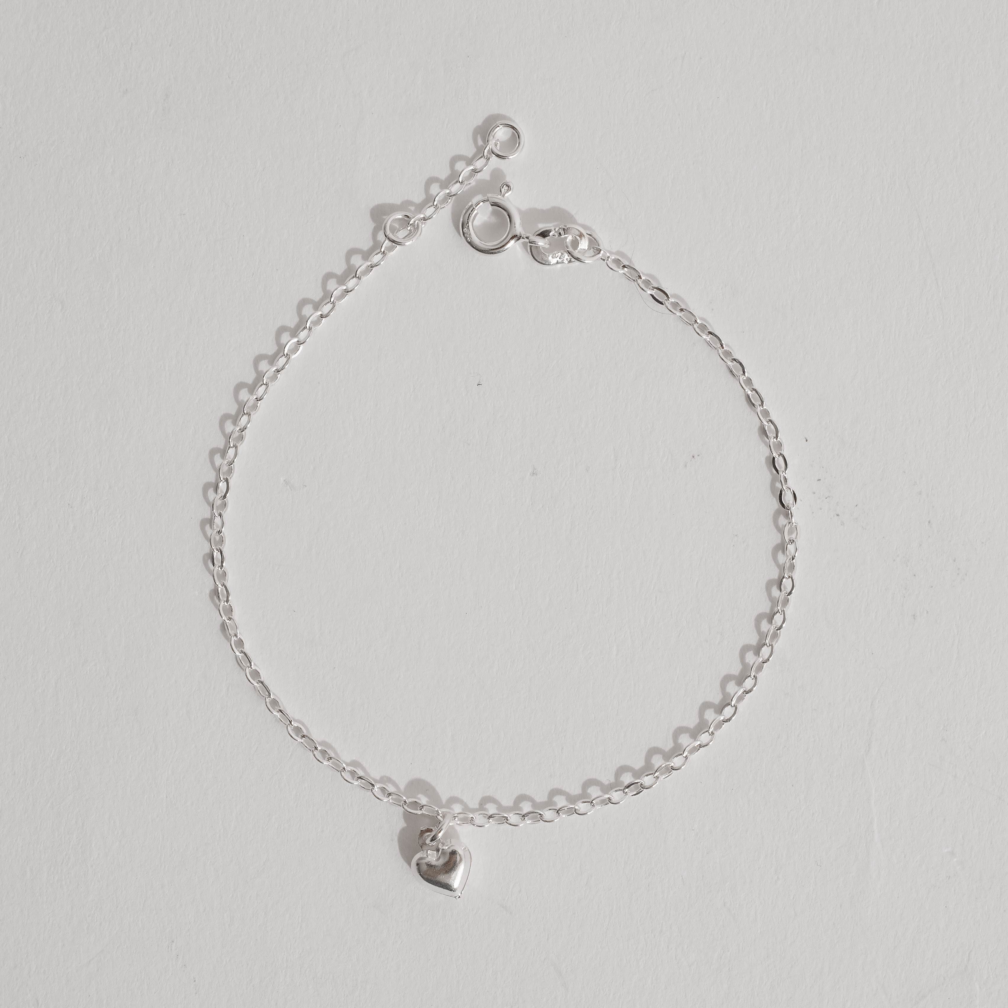 Imagem Pulseira pingente coração 6mm 19cm