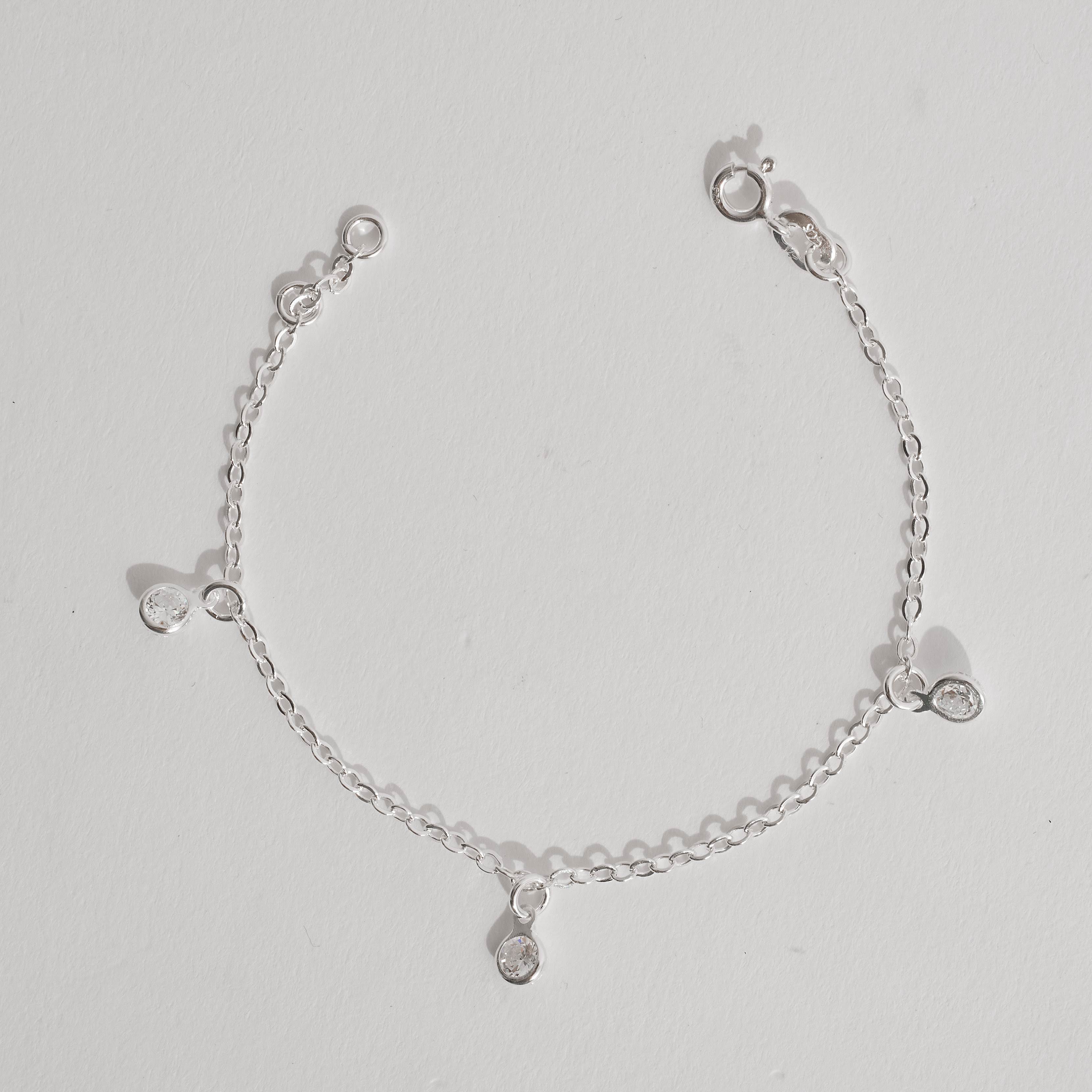 Imagem Pulseira infantil pingentes zircônia cristal 4mm 15cm