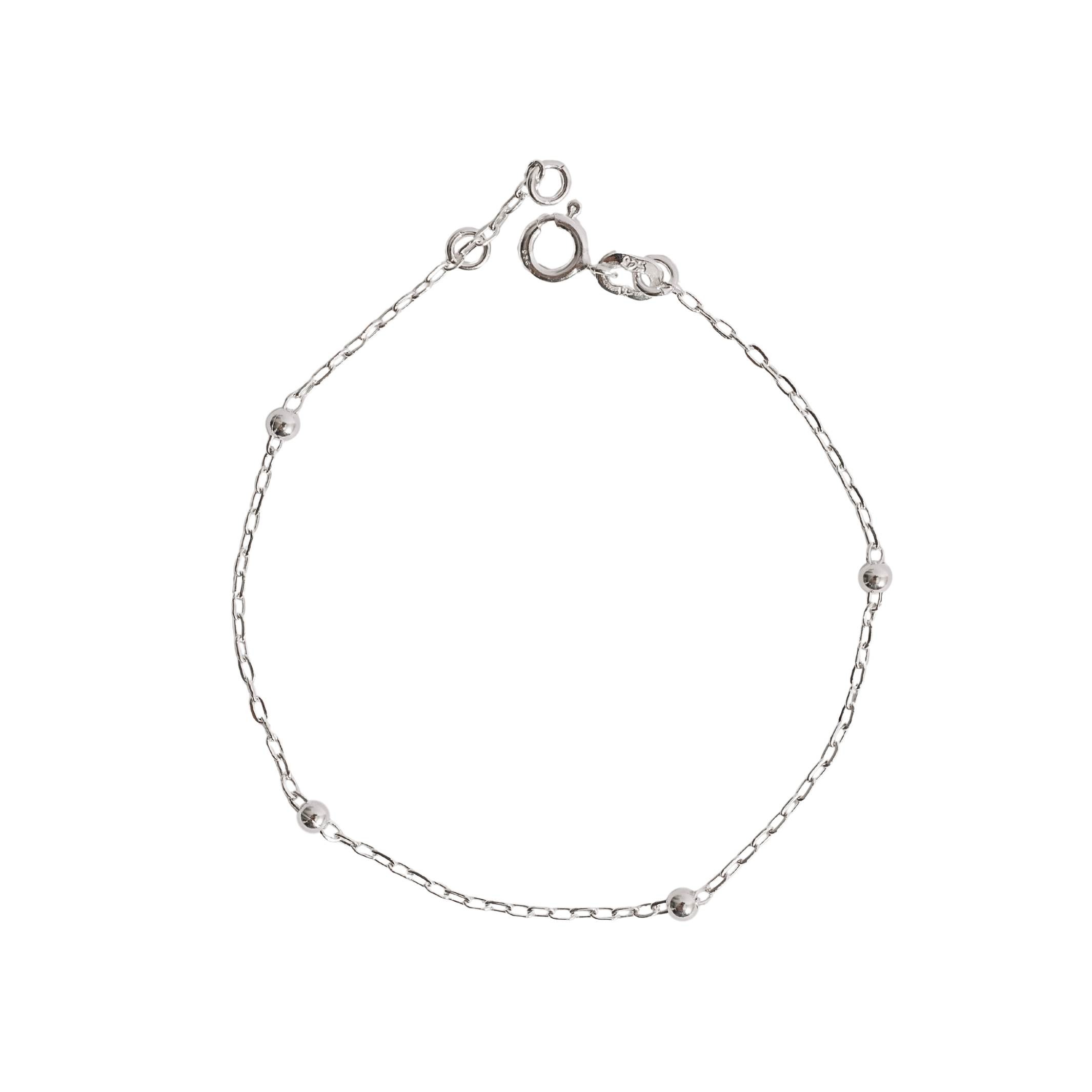 Pulseira entremeios bolas 3mm 19cm