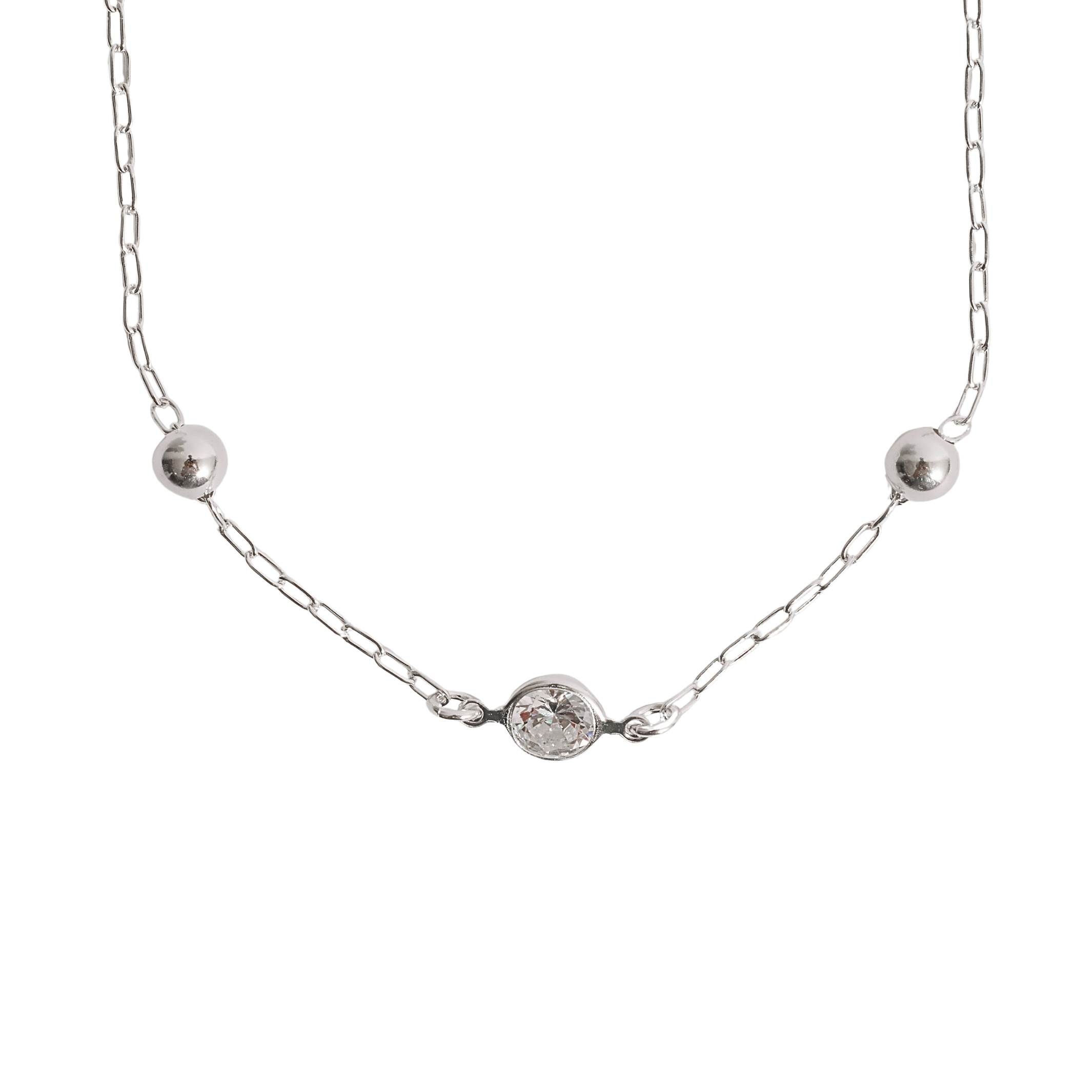Pulseira entremeio zircônia 7mm com bolas corrente cartier 19cm