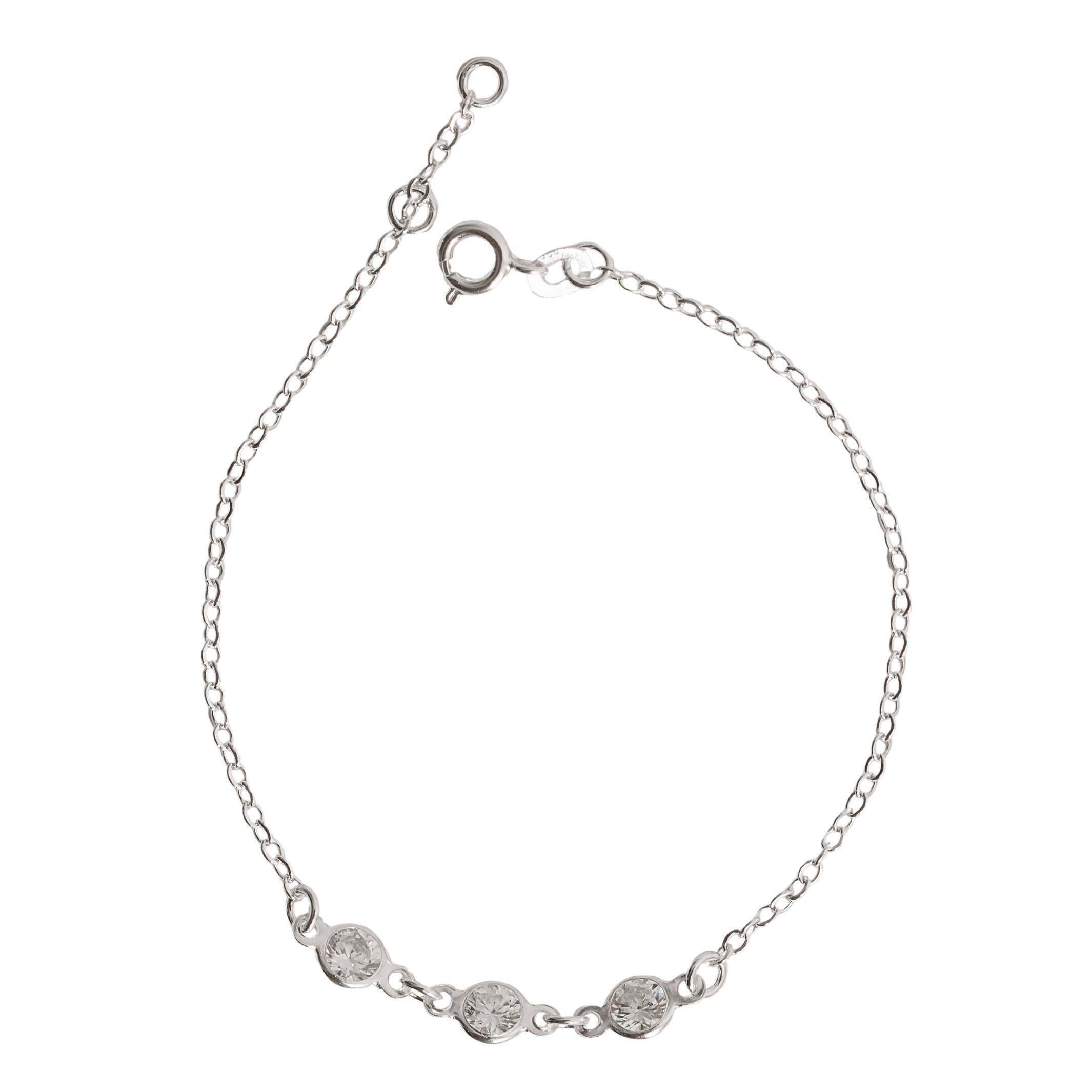 Pulseira entremeios zircônias 5mm 19cm