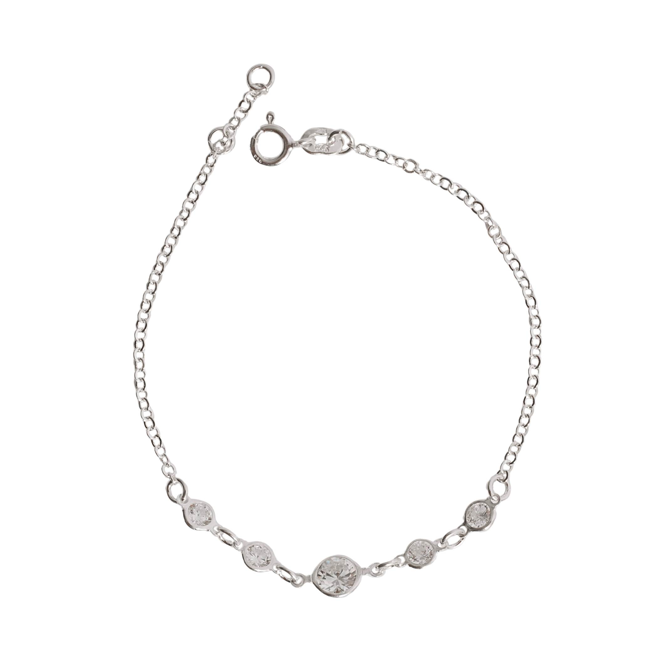 Pulseira entremeios zircônias 4 e 7mm 19cm