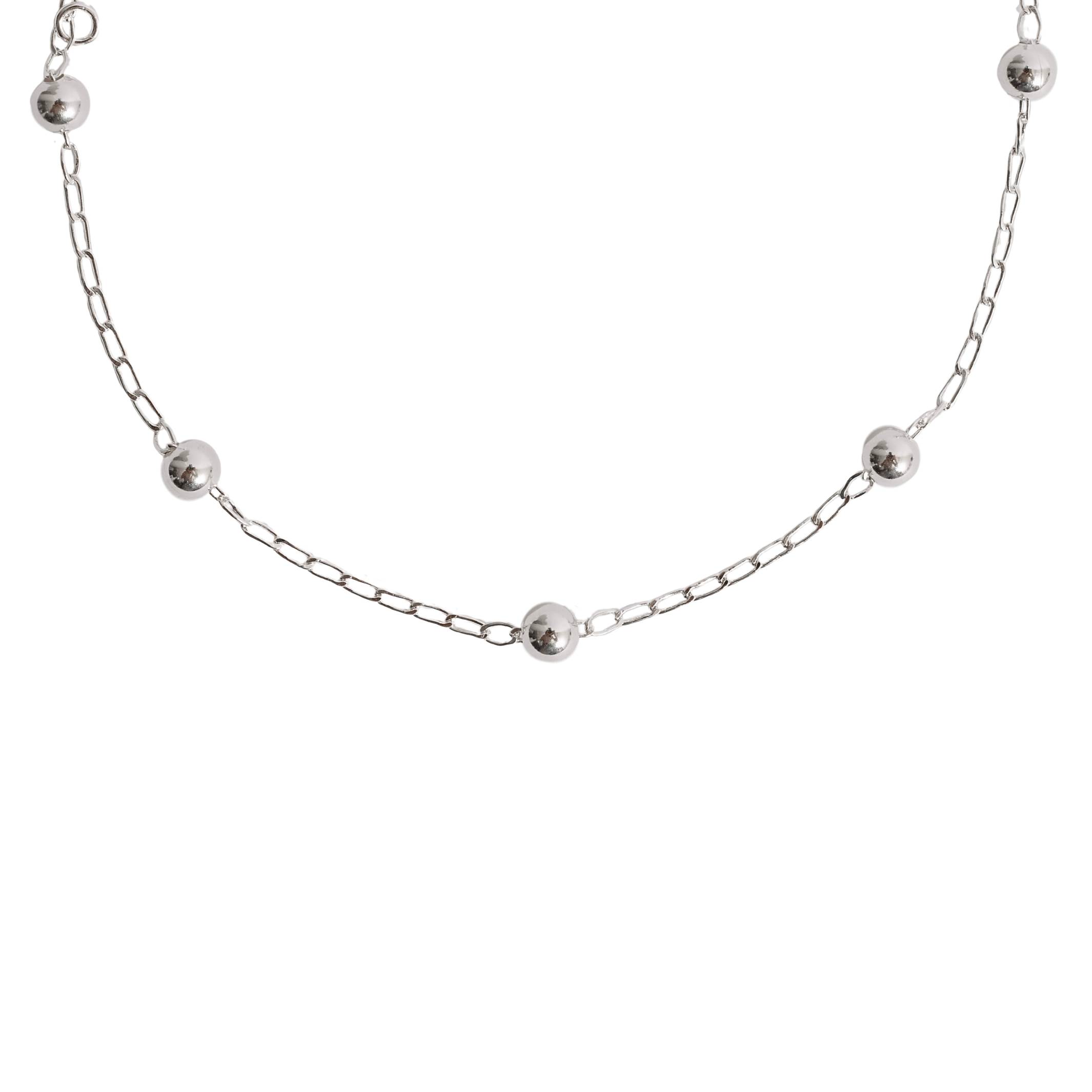 Pulseira entremeios bolas 5mm corrente 1x1 19cm