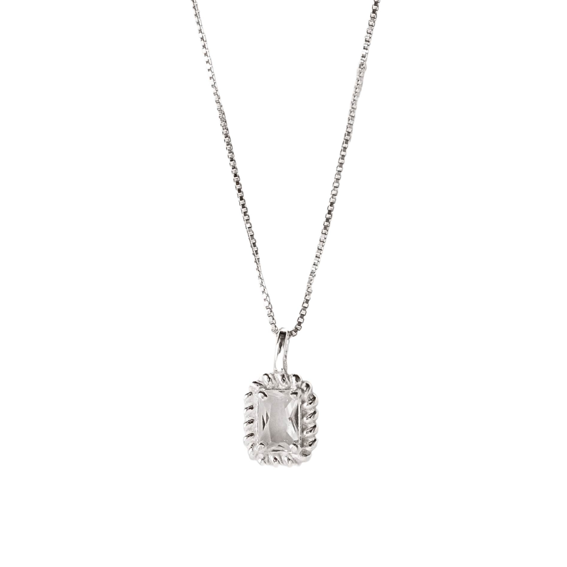Imagem Colar pingente zircônia retangular cristal detalhe torcido 10mm 45cm