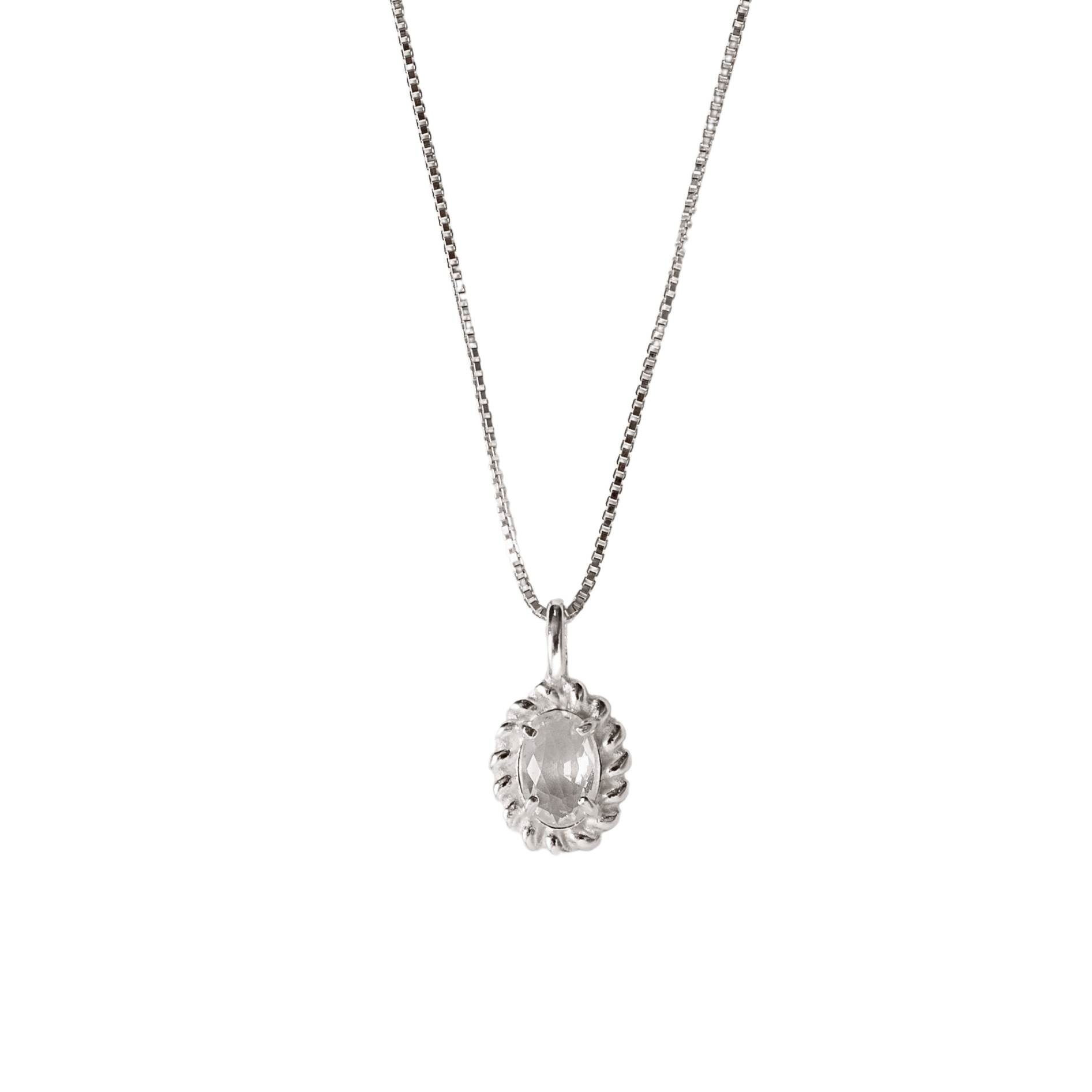 Imagem Colar pingente zircônia oval cristal detalhe torcido 10mm 45cm