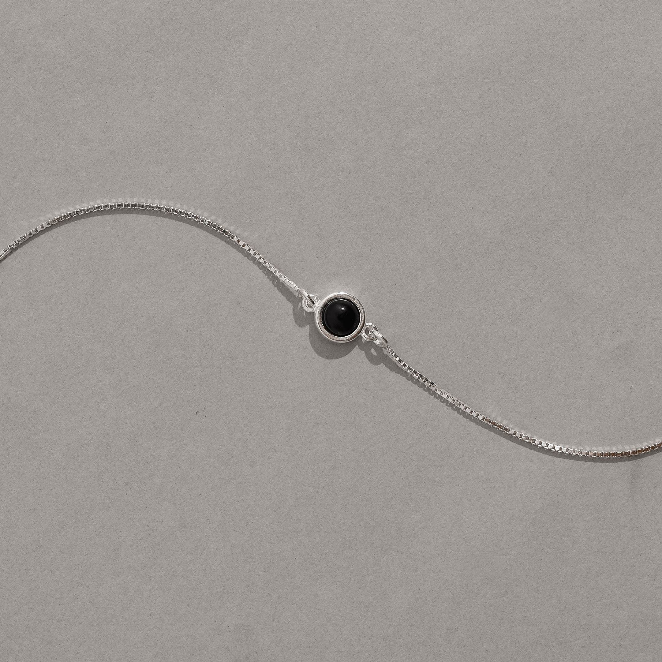 Imagem Secundária Pulseira entremeio pedra ônix 7mm v15 16cm com alongadora