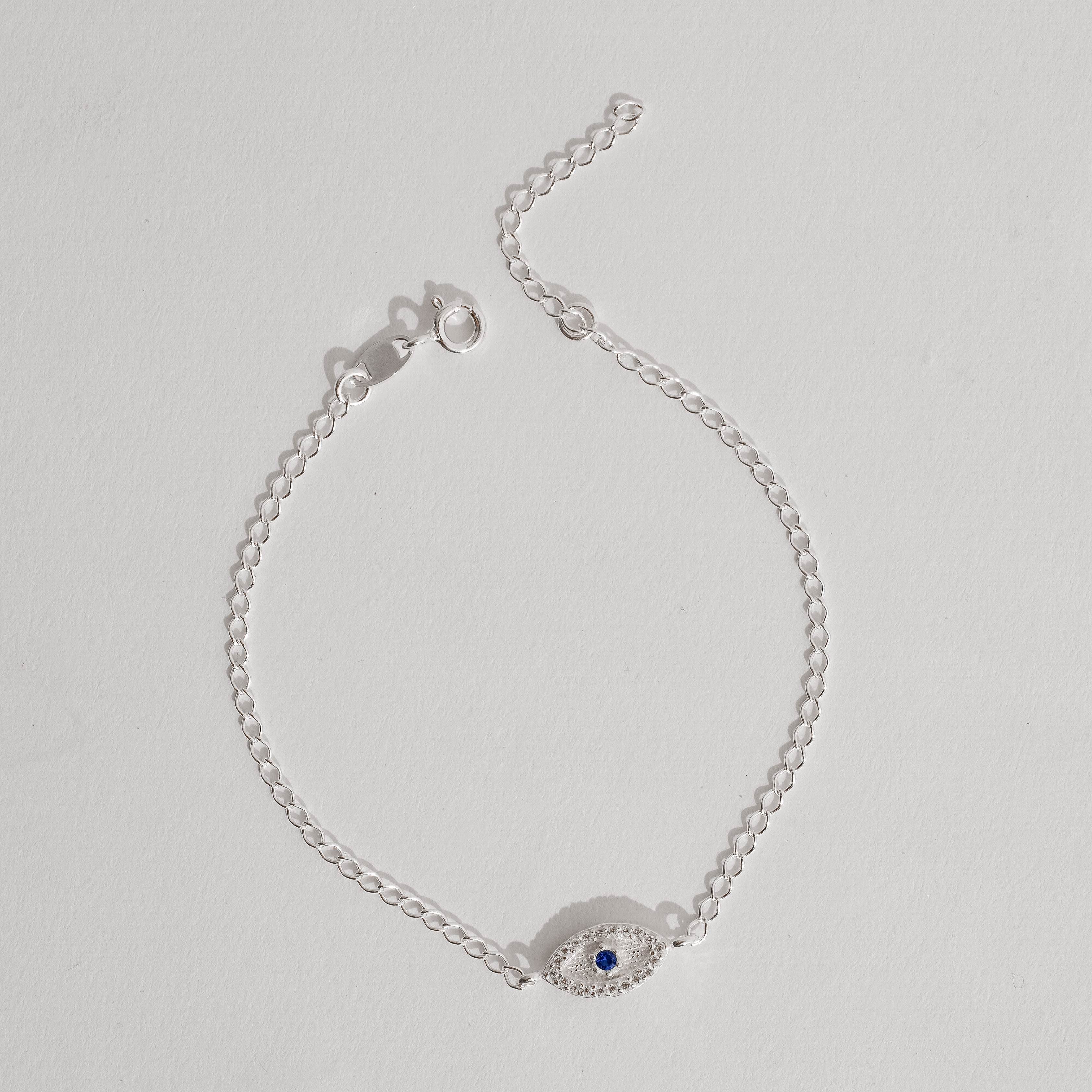 Imagem Pulseira entremeio olho cravejado detalhe zircônia azul 12mm