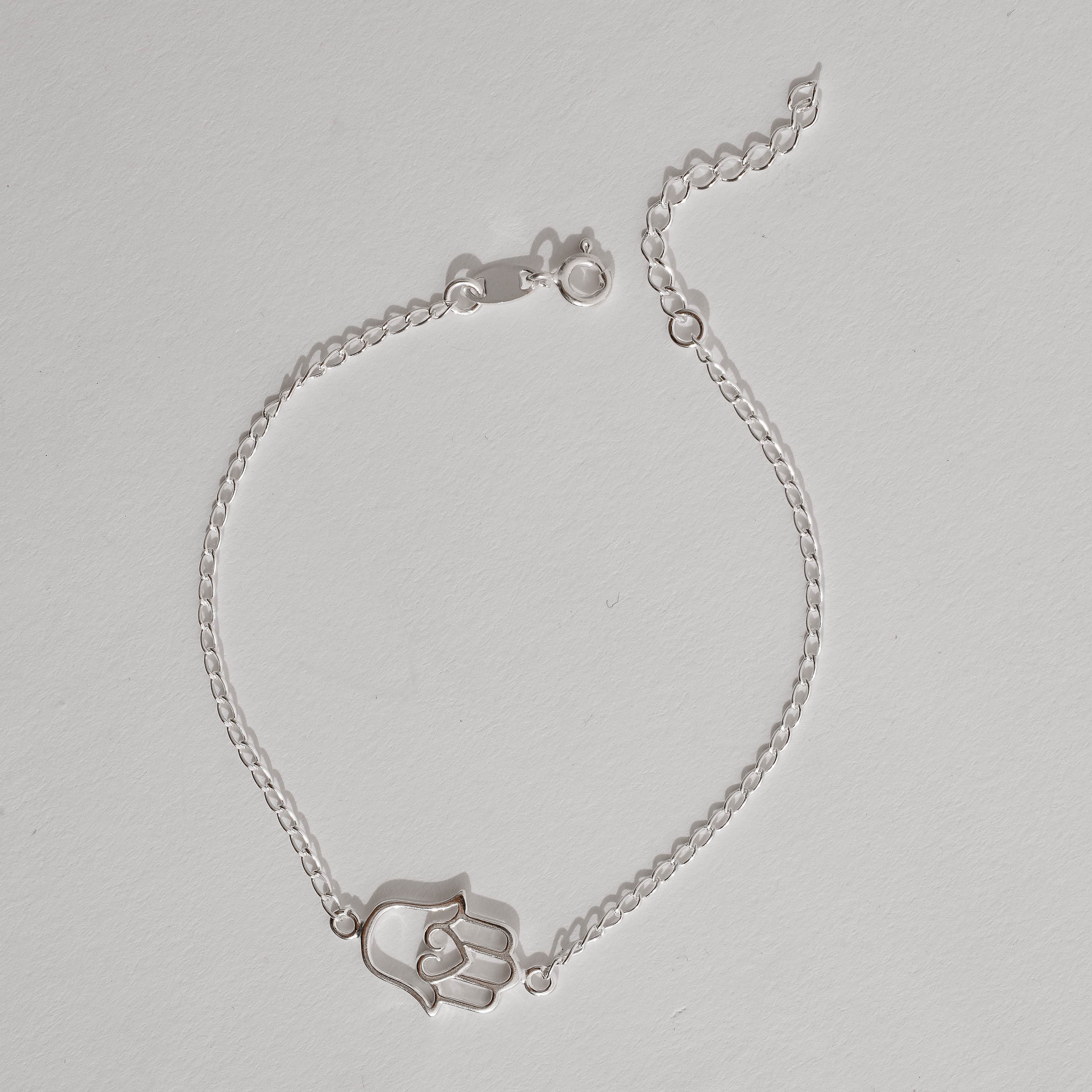Imagem Pulseira entremeio mão vazada 15mm corrente grumet 18+3cm