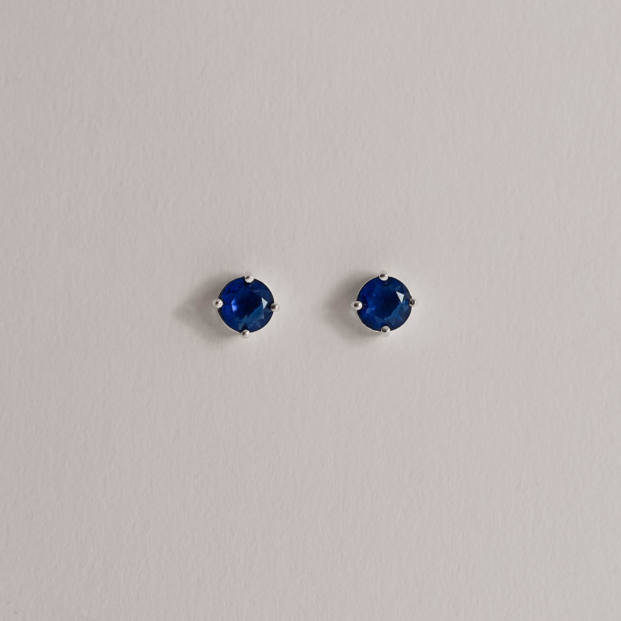 Imagem Secundária Conjunto brinco e colar zircônia redonda azul 6mm 45cm