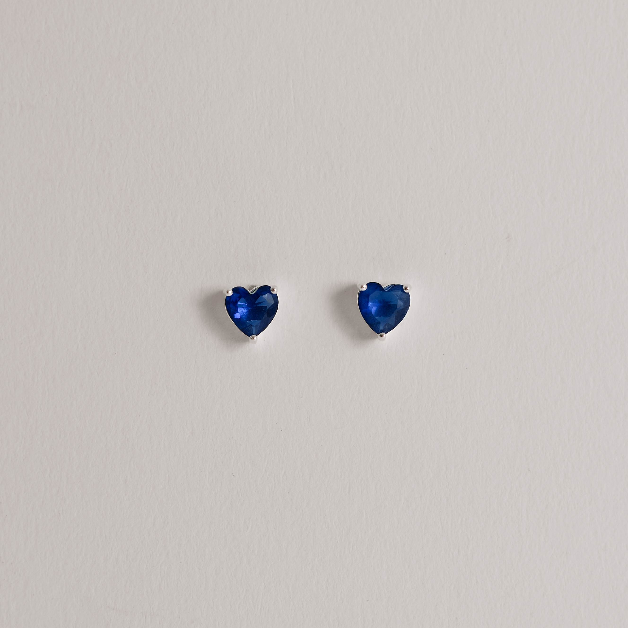 Imagem Secundária Conjunto brinco e colar zircônia coração azul 6mm 45cm