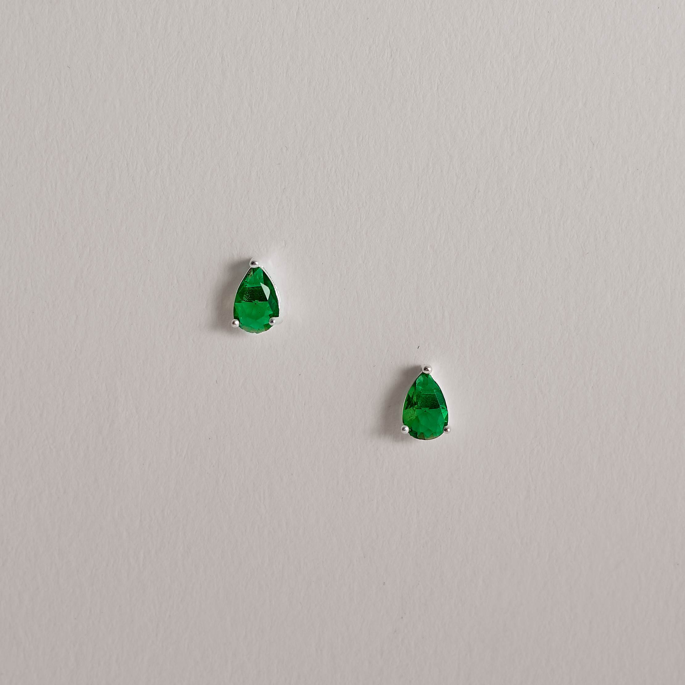 Imagem Secundária Conjunto brinco e colar zircônia gota esmeralda 7x5mm 45cm