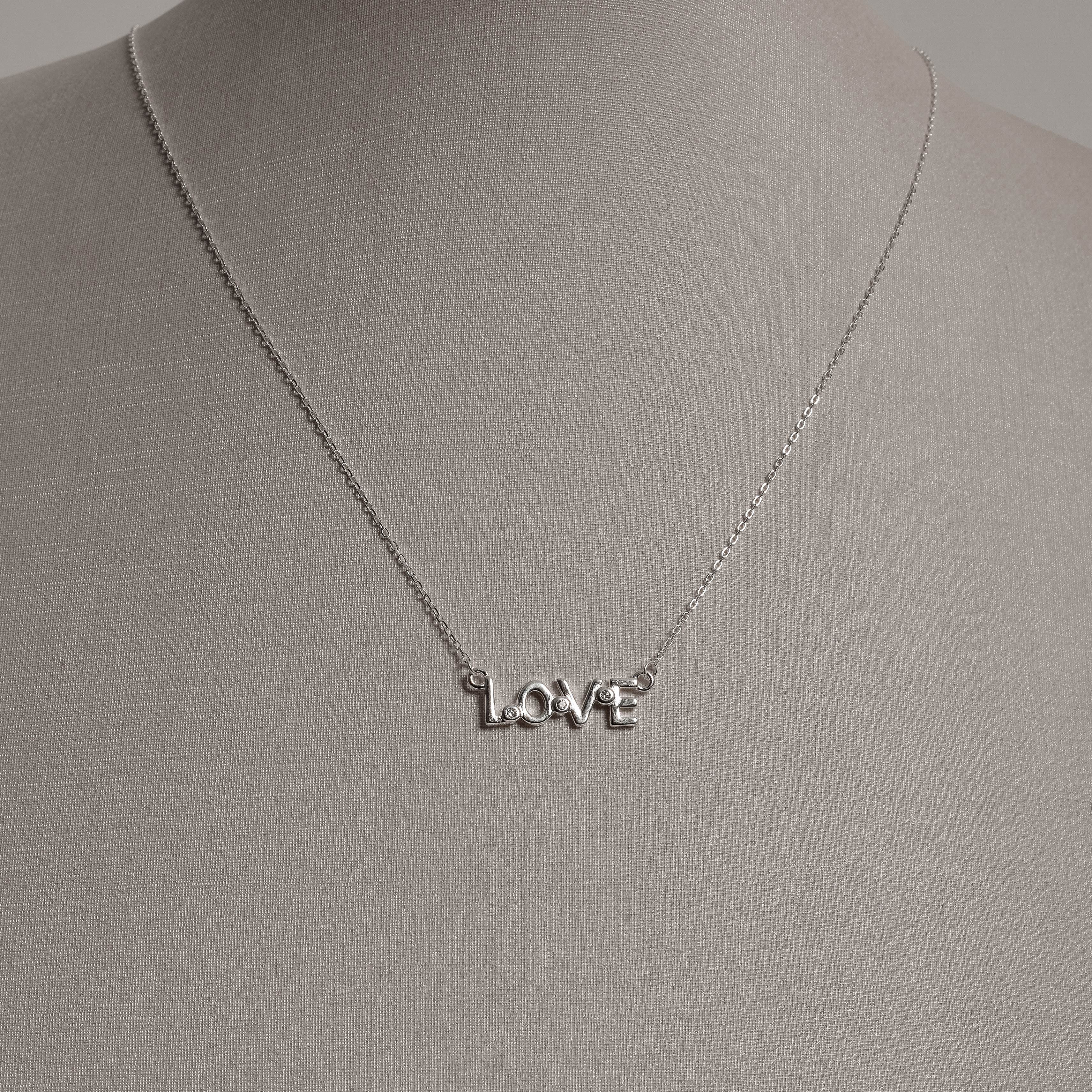 Colar entremeio love com zircônias 19mm 40+5cm