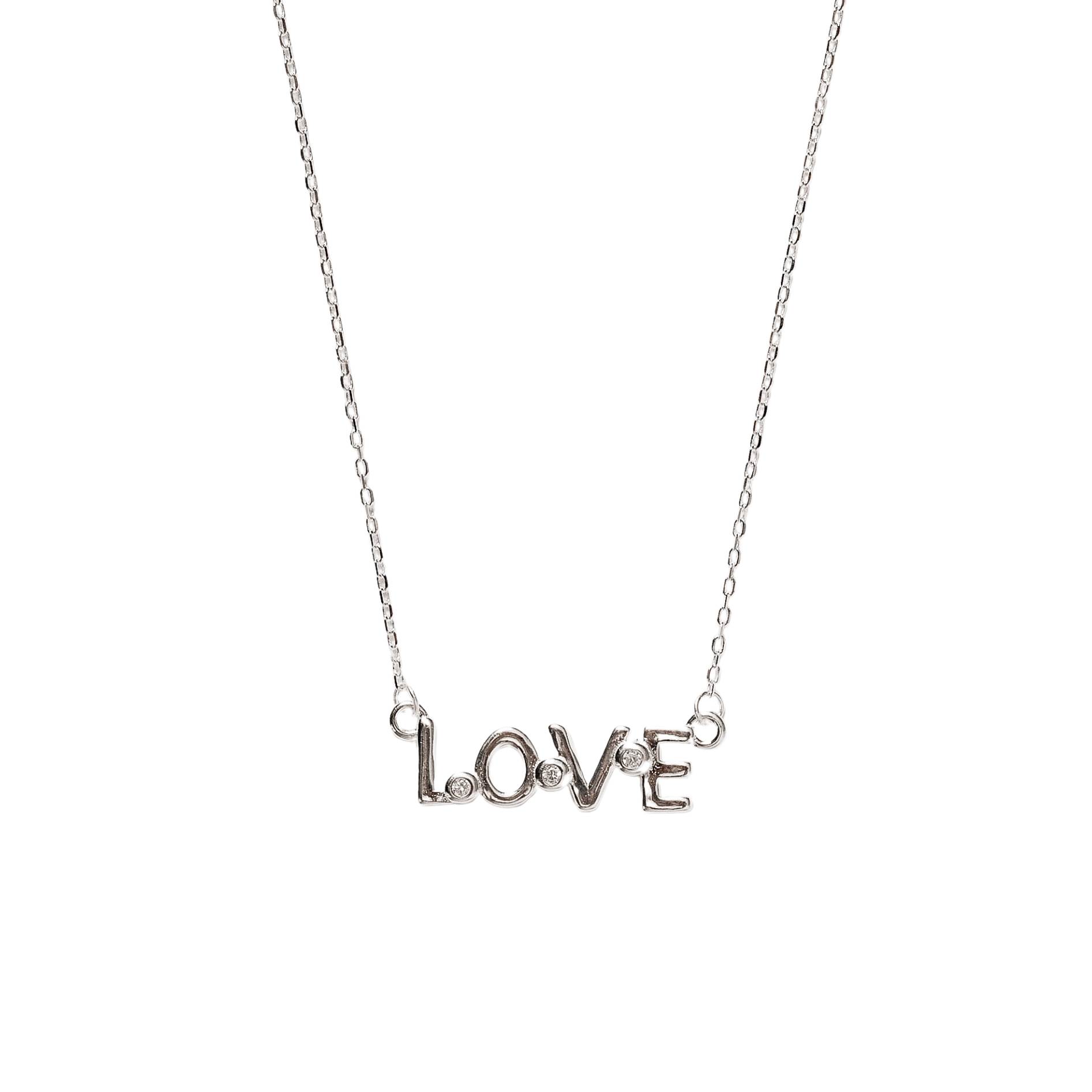 Colar entremeio love com zircônias 19mm 40+5cm