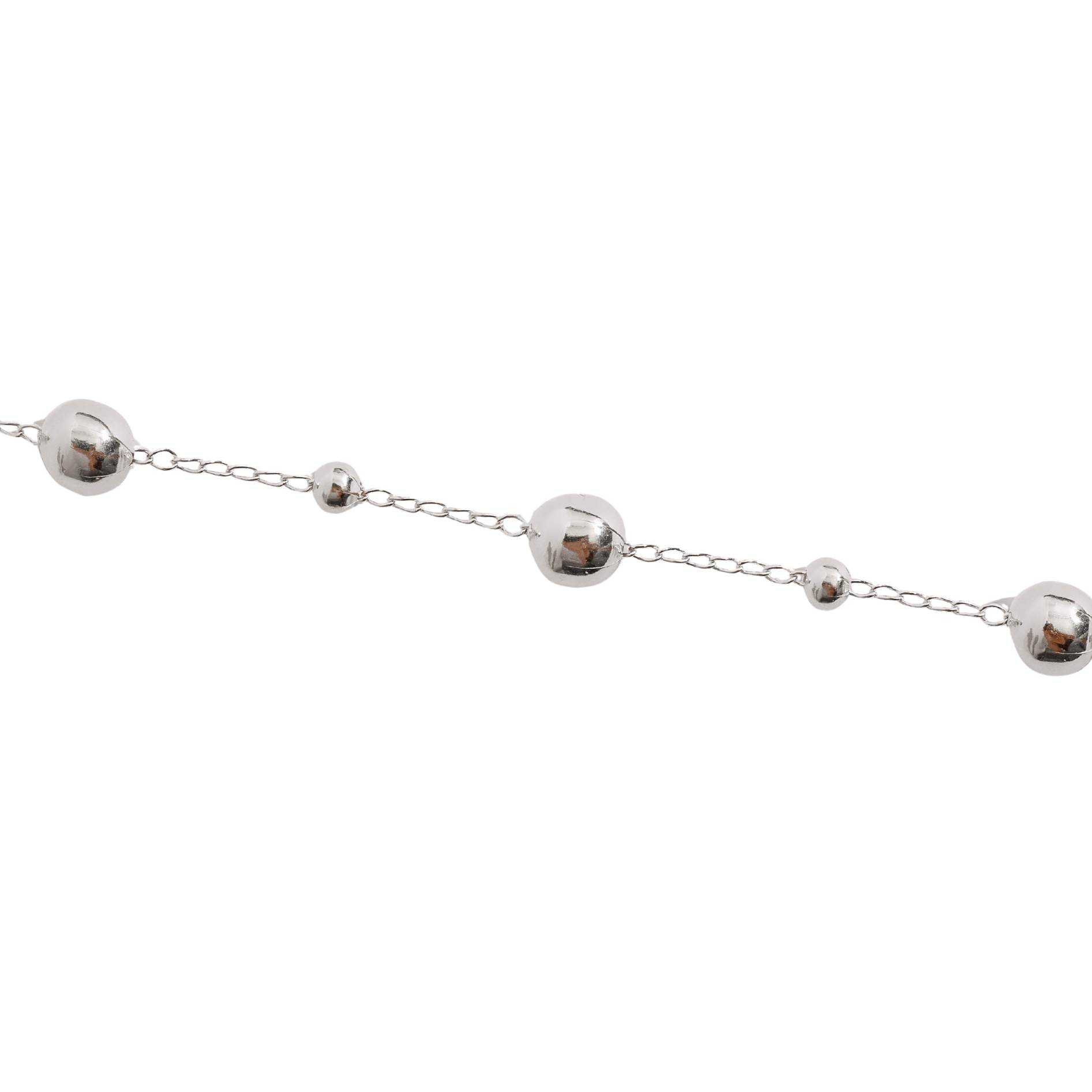 Imagem Pulseira entremeio bolas 5 e 9mm corrente cadeado