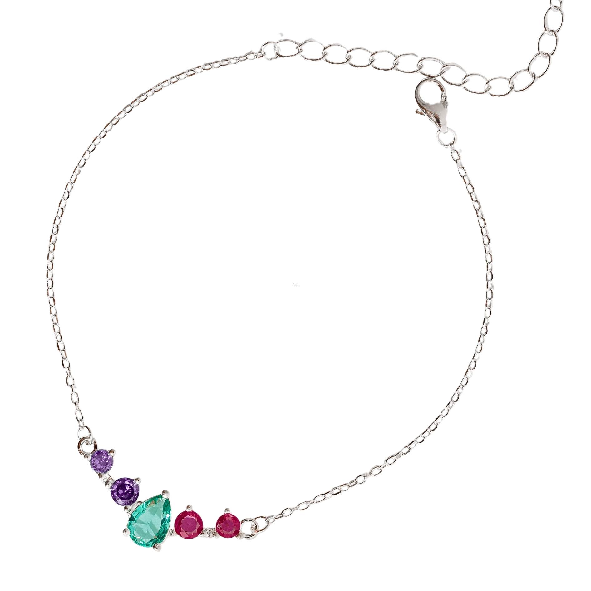 Imagem Pulseira entremeio zircônias gota acqua e redondas lilás e pink